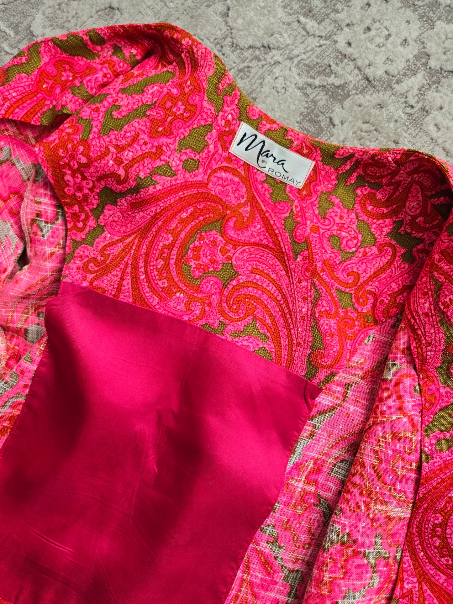 Mara by Romay Vintage 60s Barkcloth Overcoat - Small/Medium