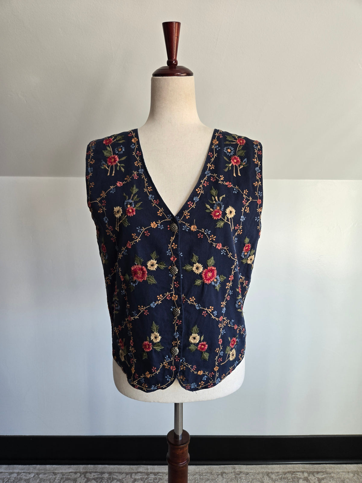 Casual Corner 90s Floral Embroidered Vest - M/L