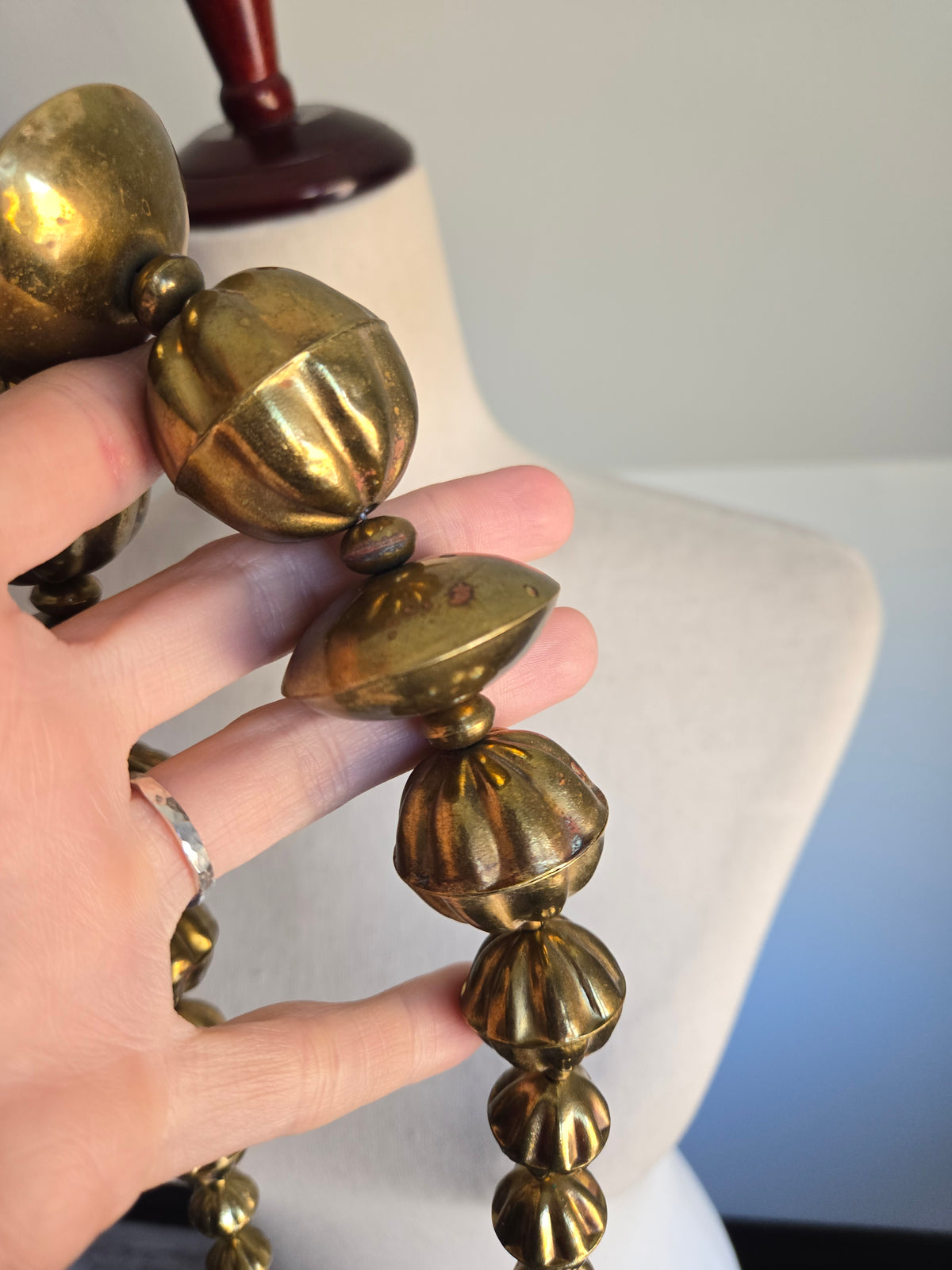 Chunky Brass Orb Statement Necklace