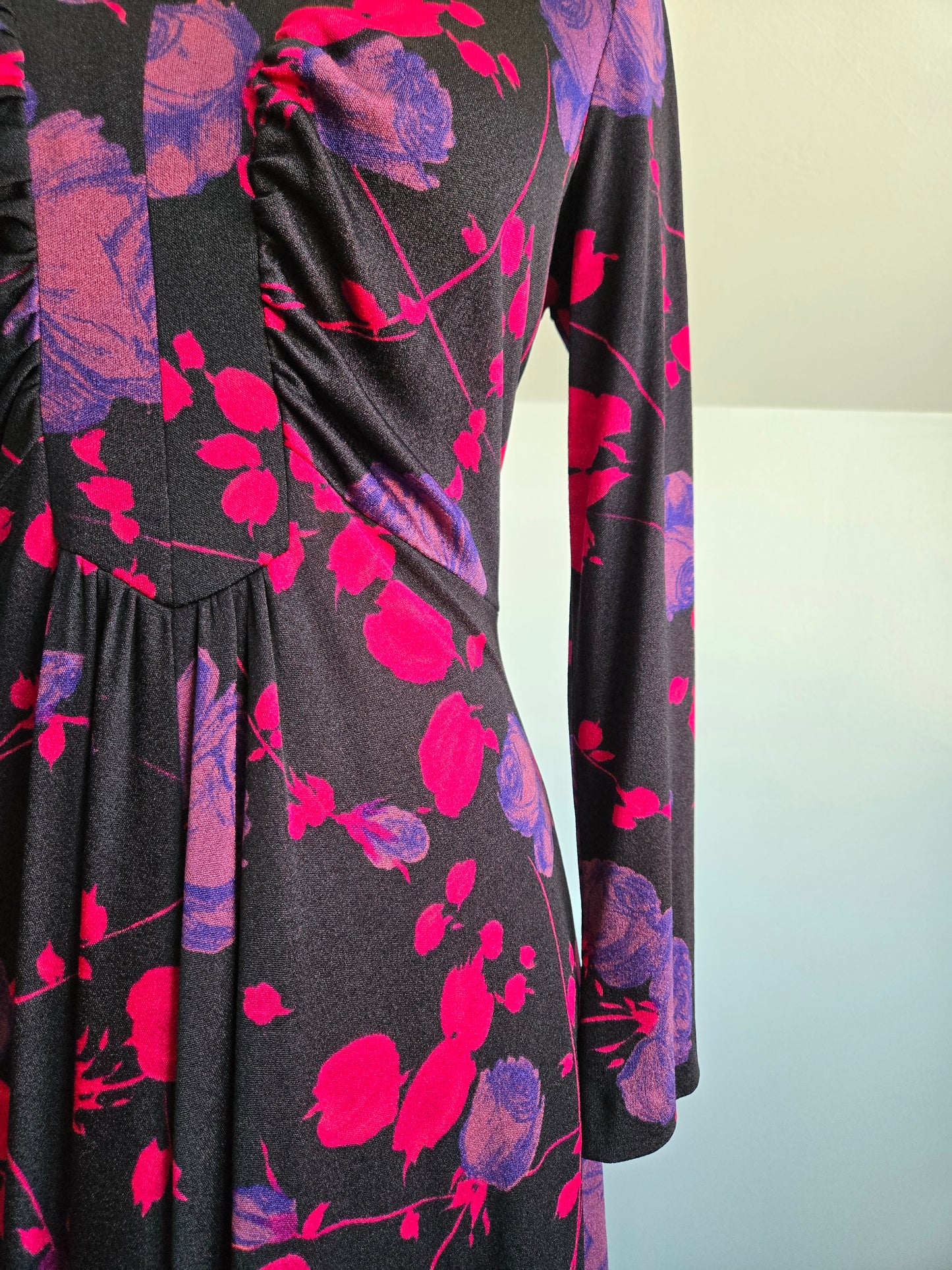 Vintage 70s Novelty Floral Print Maxi Dress - S/M/L