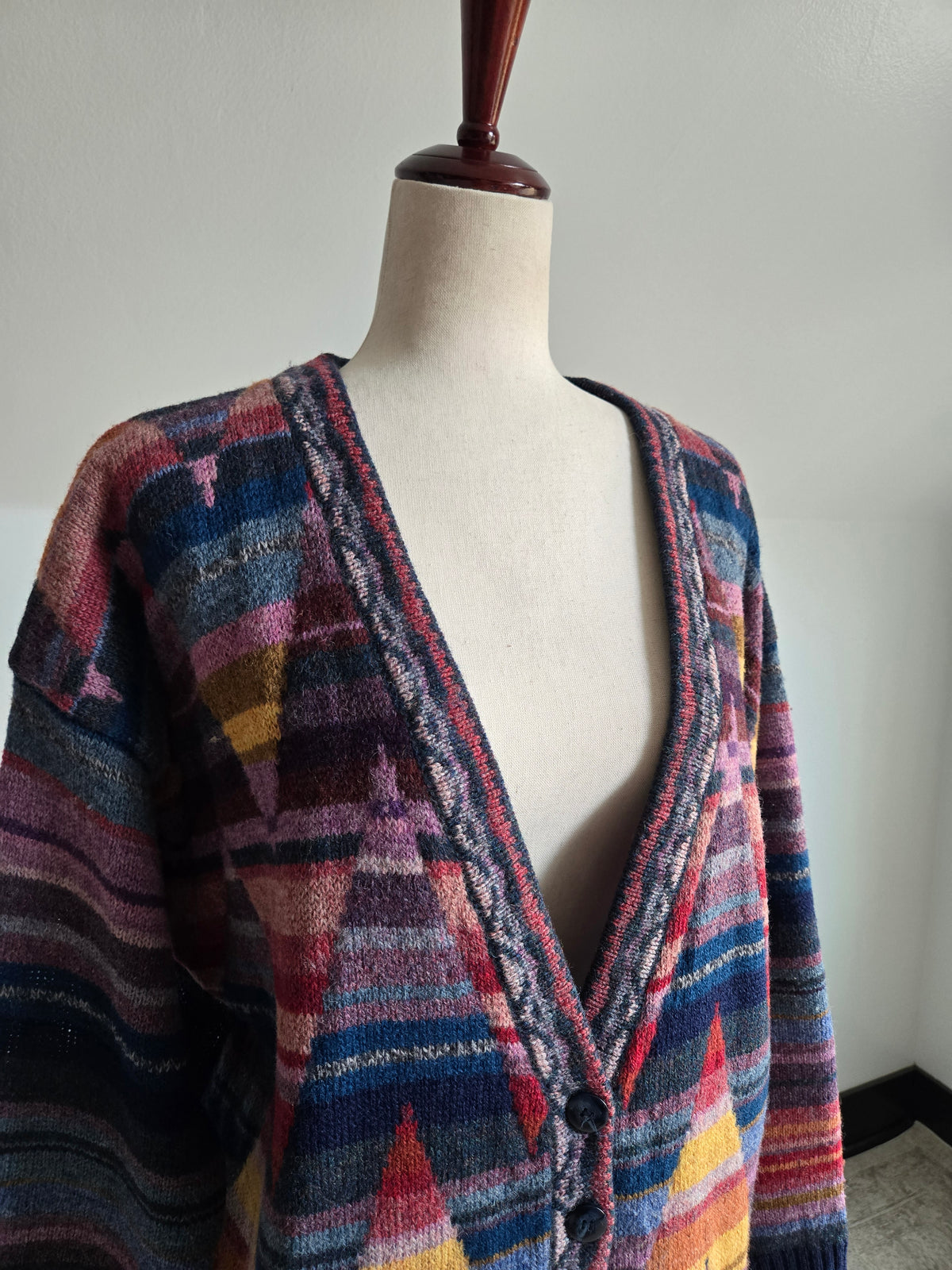 Vintage Eddie Bauer Colorful Patterned Wool Cardigan - L/XL