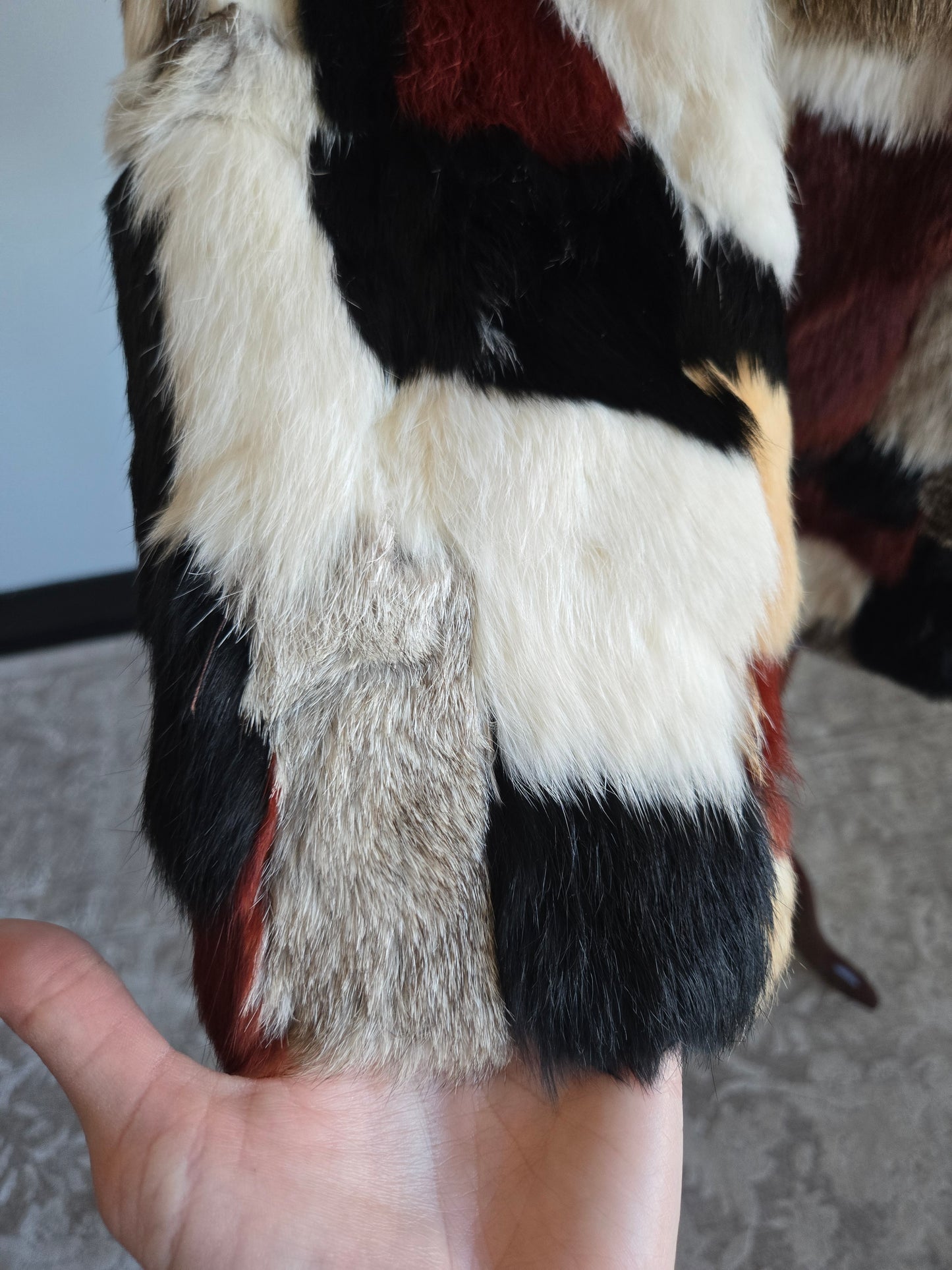 Furmoste Vintage 1970s Patchwork French Rabbit Fur Jacket - Medium