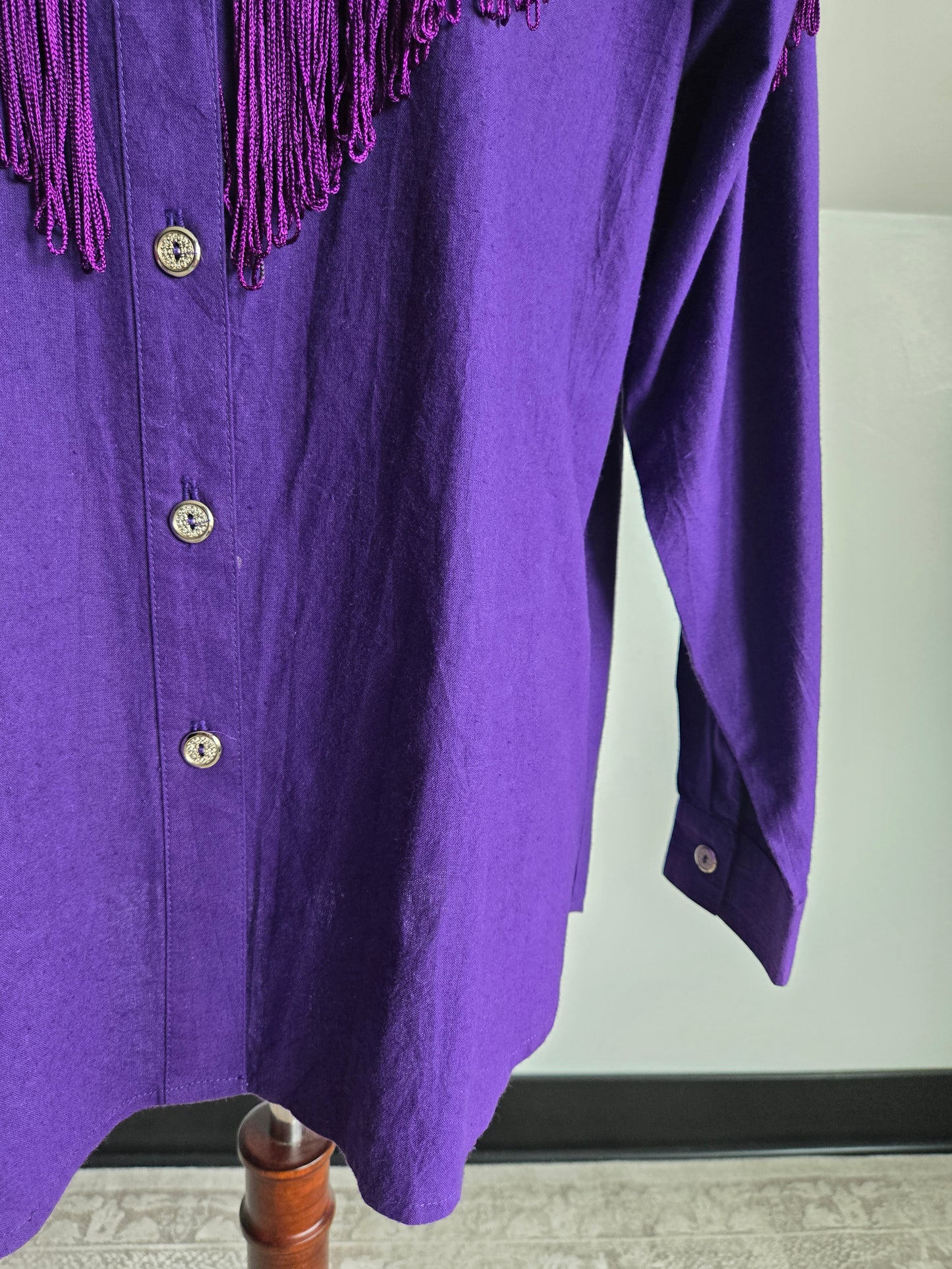 Lilia Smith Vintage Purple Fringe and Lace Top - Large