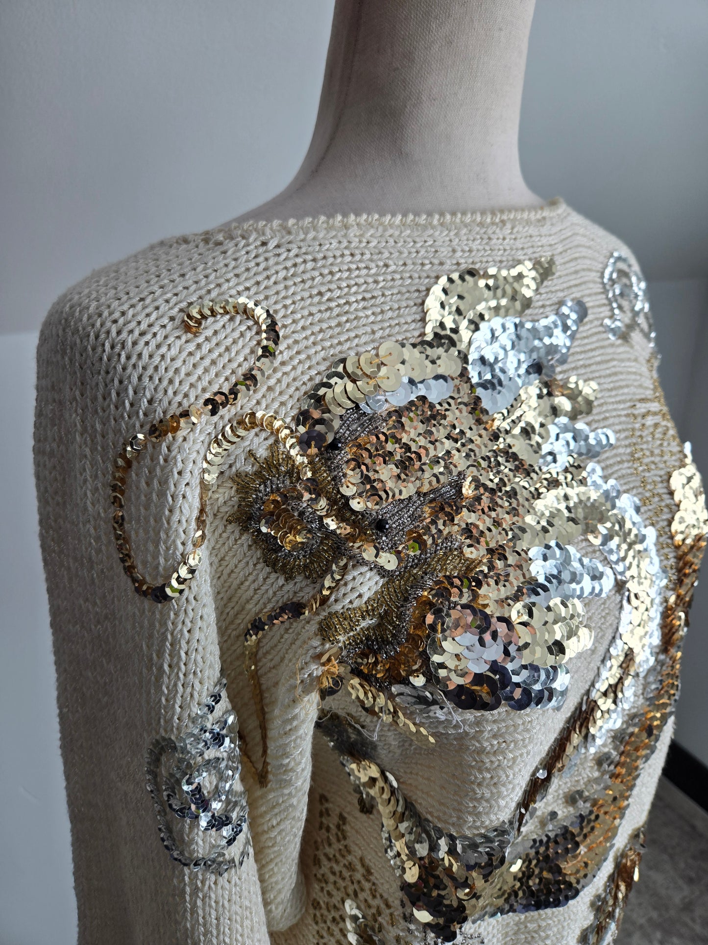 Nannell Vintage 80s Sequin Dragon Sweater - medium