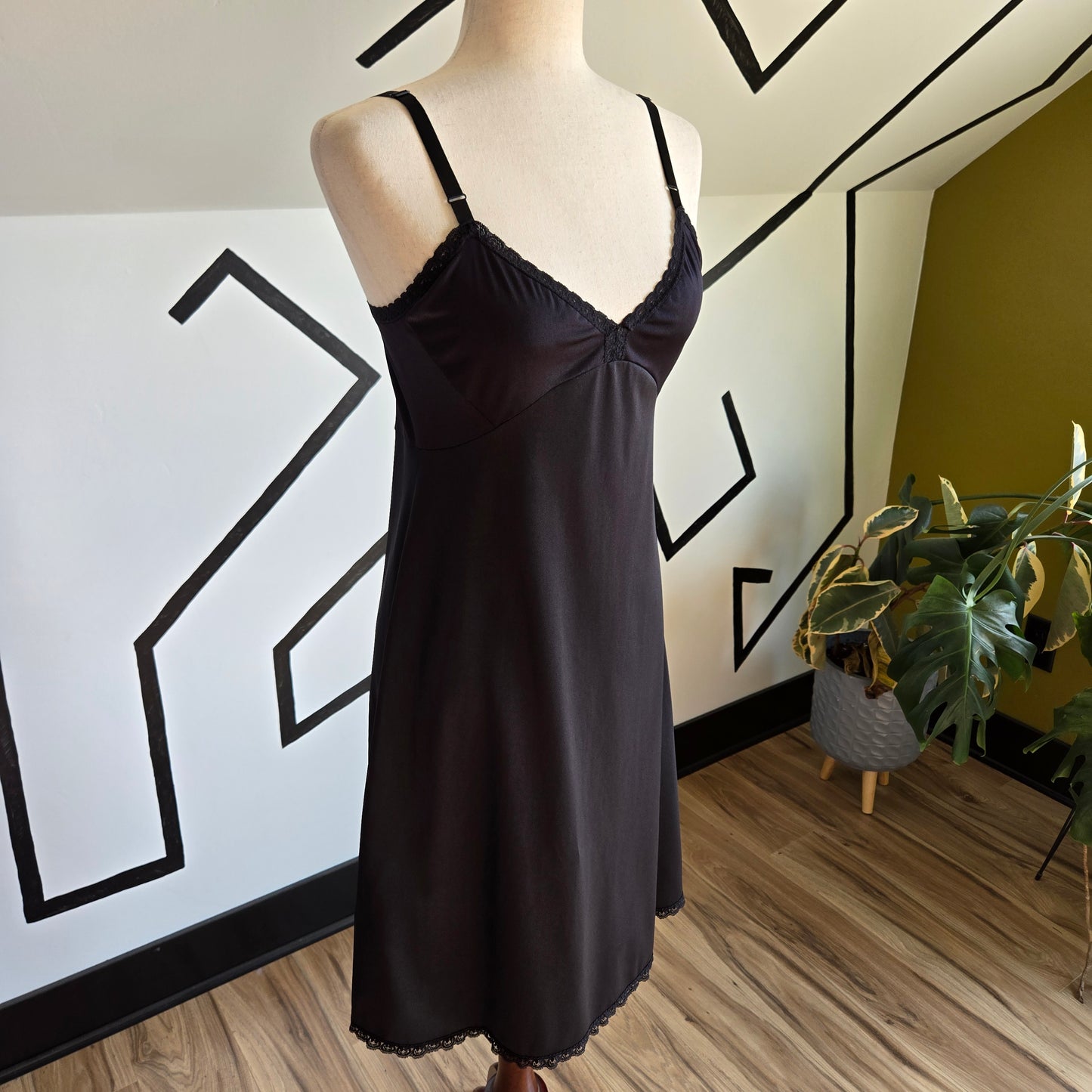 Shadowline Vintage Black Fit and Flare Slip Dress - medium/large