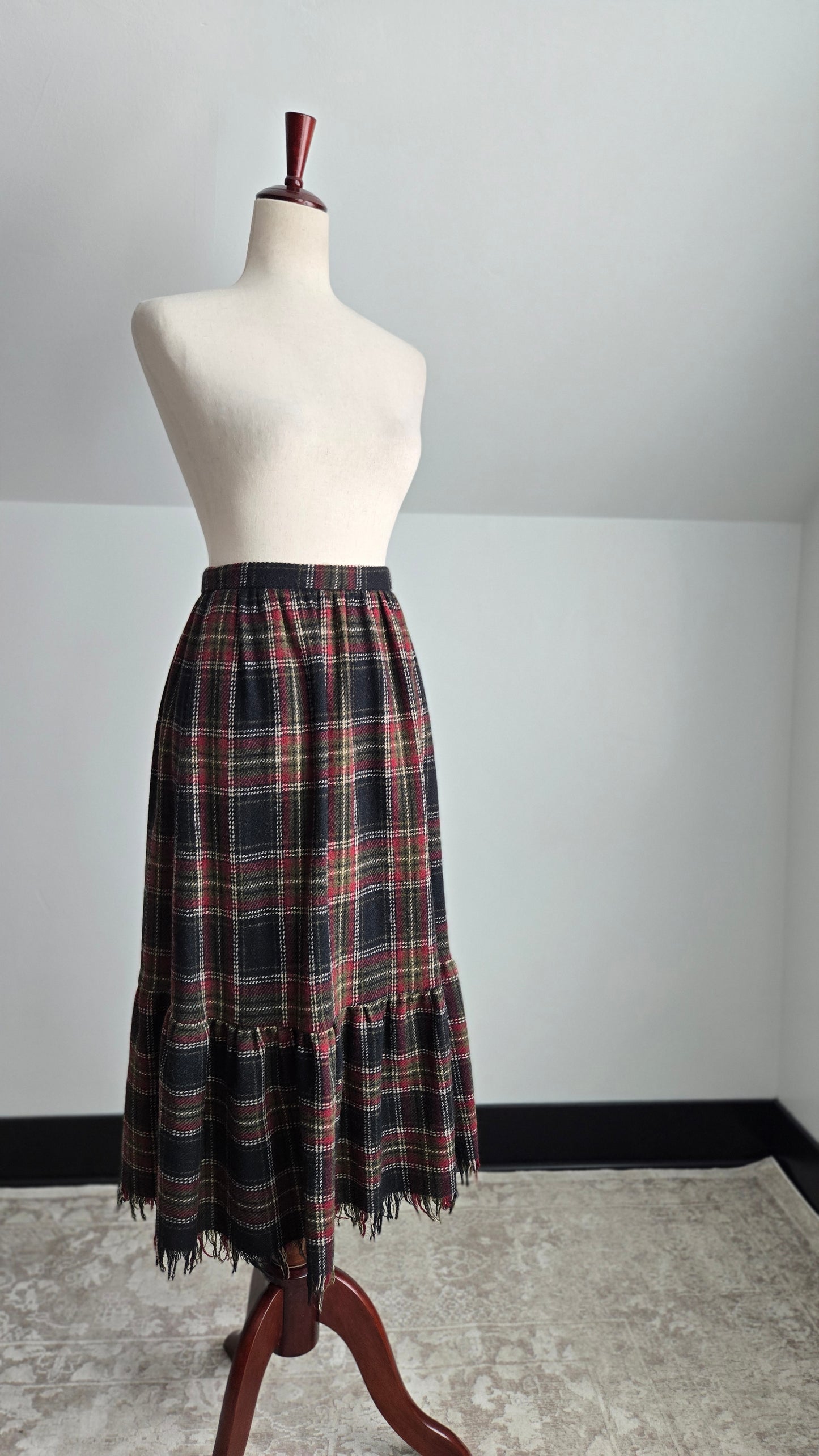 Dana Point California Vintage 80s Wool Plaid Blanket Skirt - W28"