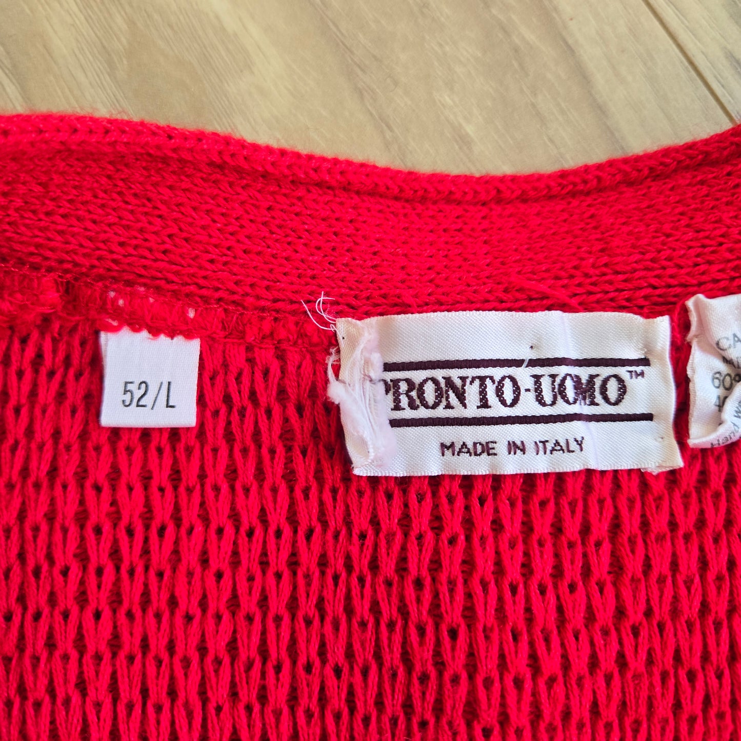 Pronto Uomo Vintage Made in Italy Red Cotton Blend Cardigan - large