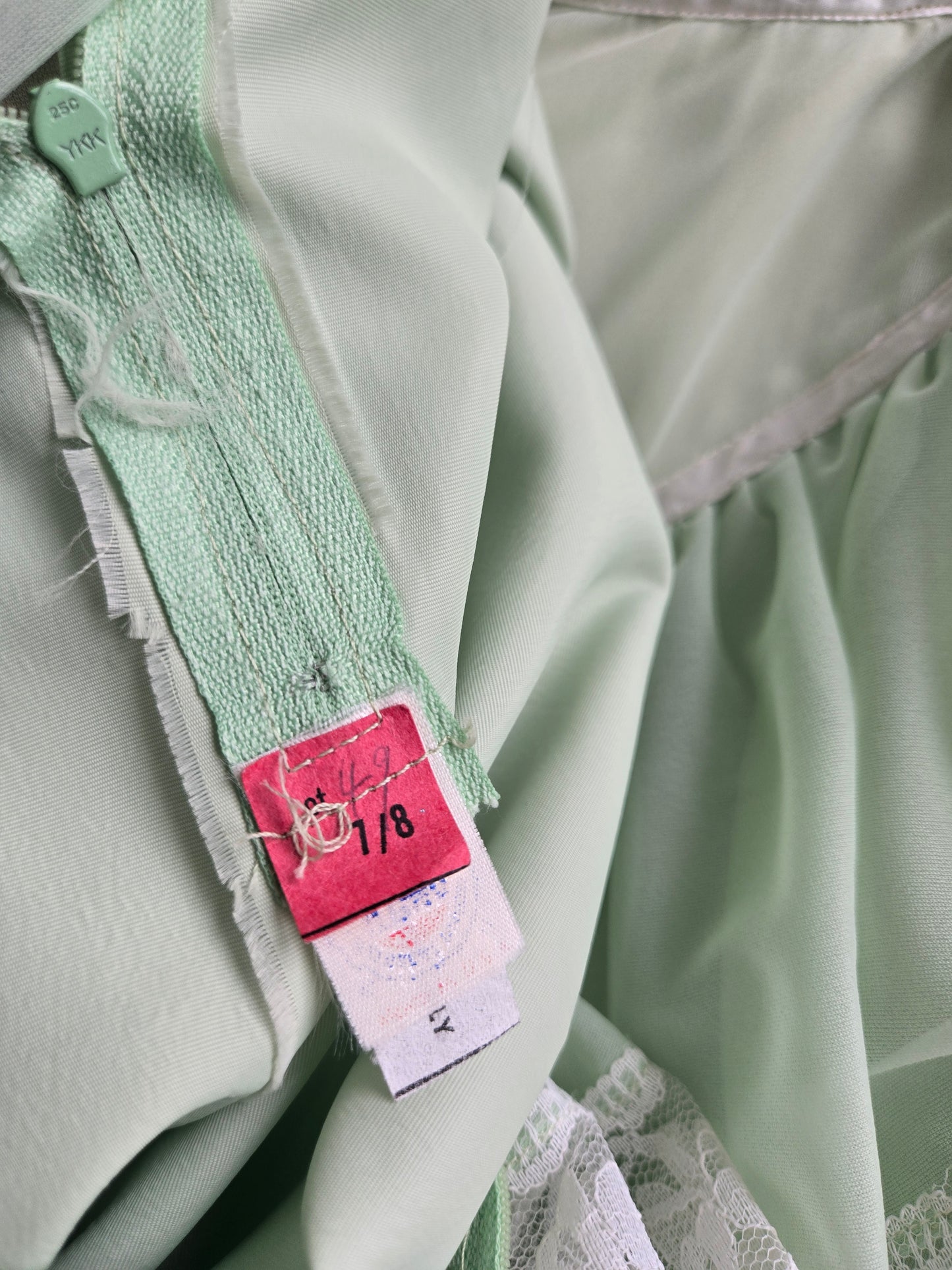 Vintage 1970s Union Made Lime Green Coquette Formal Dress - Small