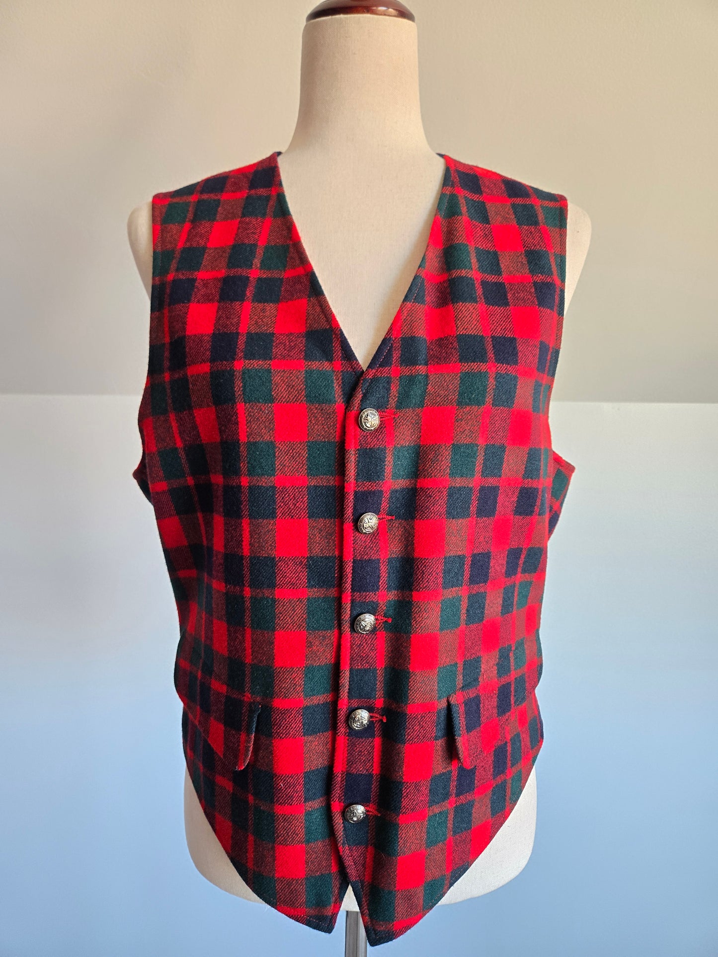 Pendleton Vintage Red Plaid Virgin Wool Vest - M/L