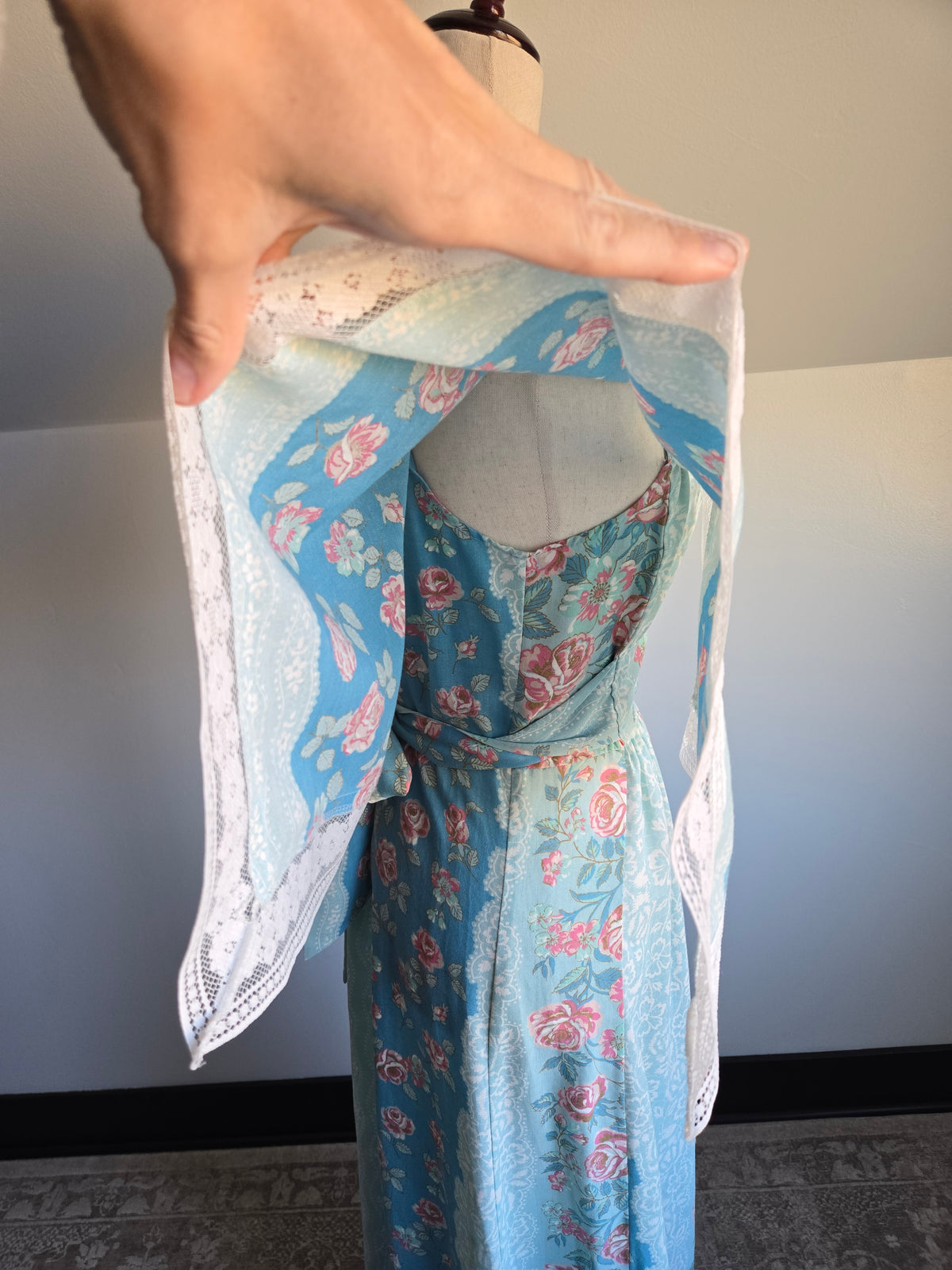 Vintage 70s Sears Cotton Floral Whimsy Dress - medium