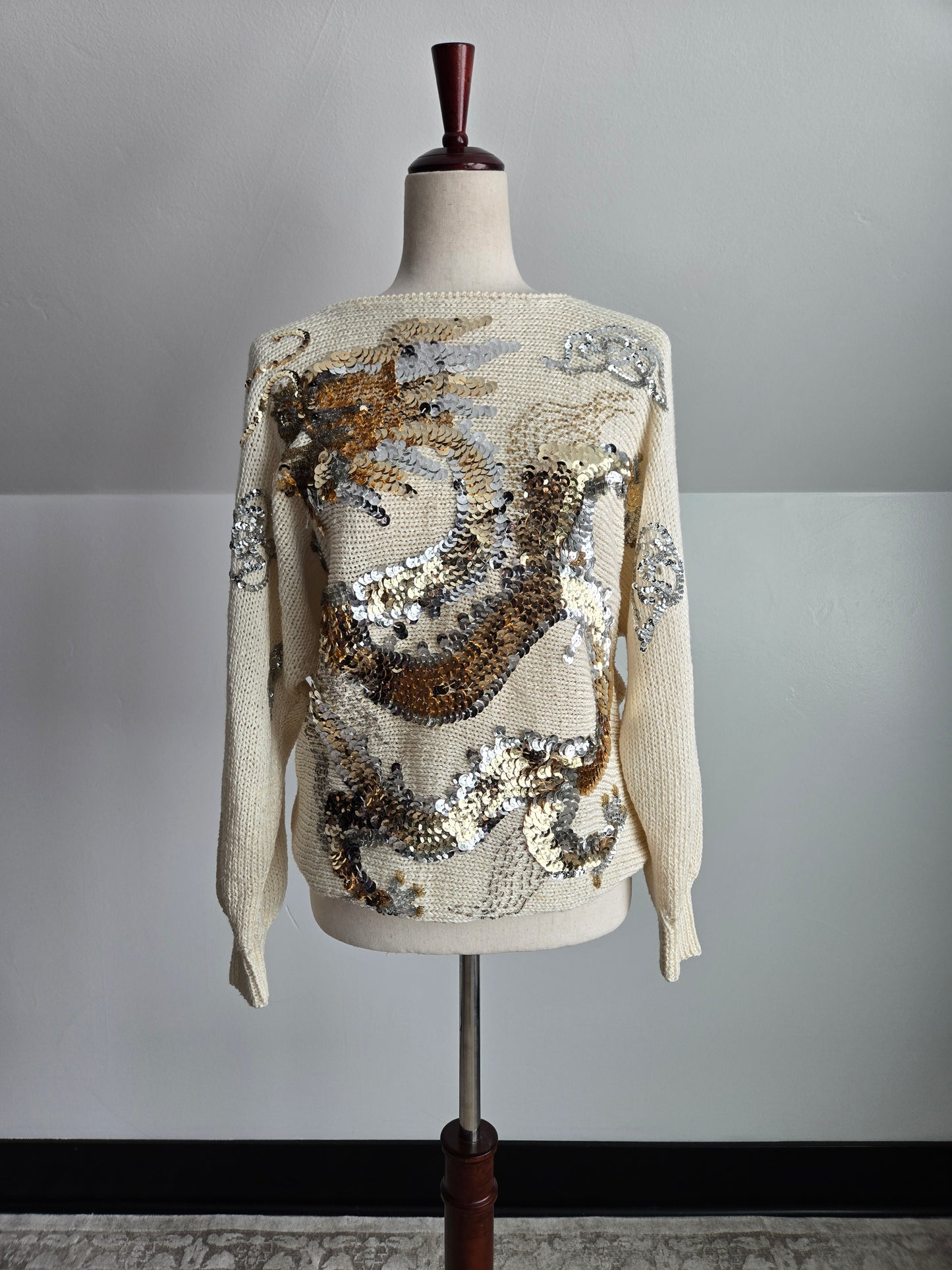 Nannell Vintage 80s Sequin Dragon Sweater - medium