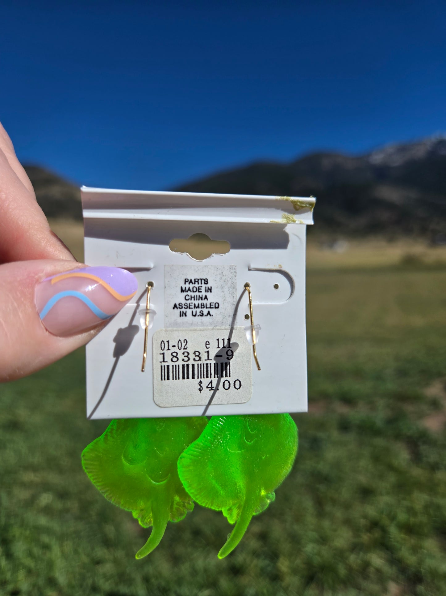 Deadstock Cara Mia Lime Green Rubber Singray Earrings