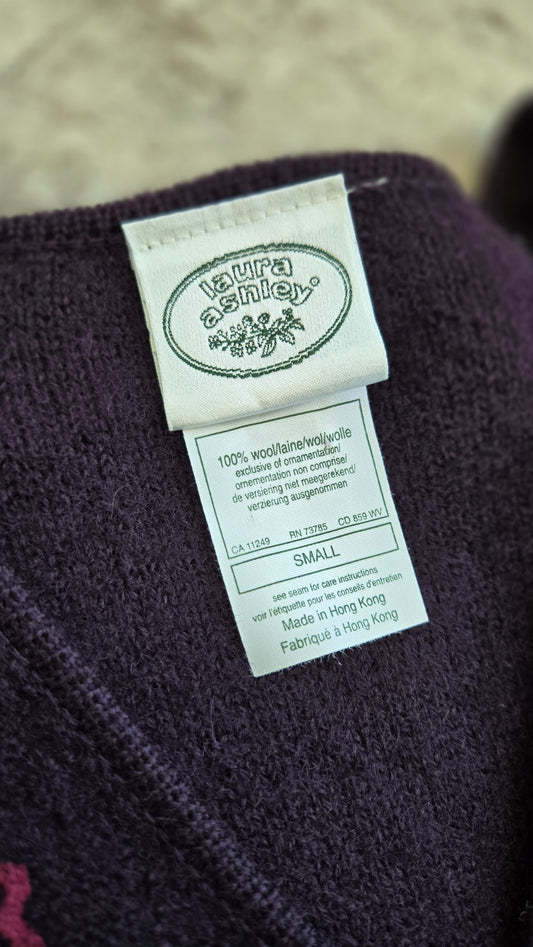 Vintage Laura Ashley 100% Boiled Wool Deep Purple Jacket - small