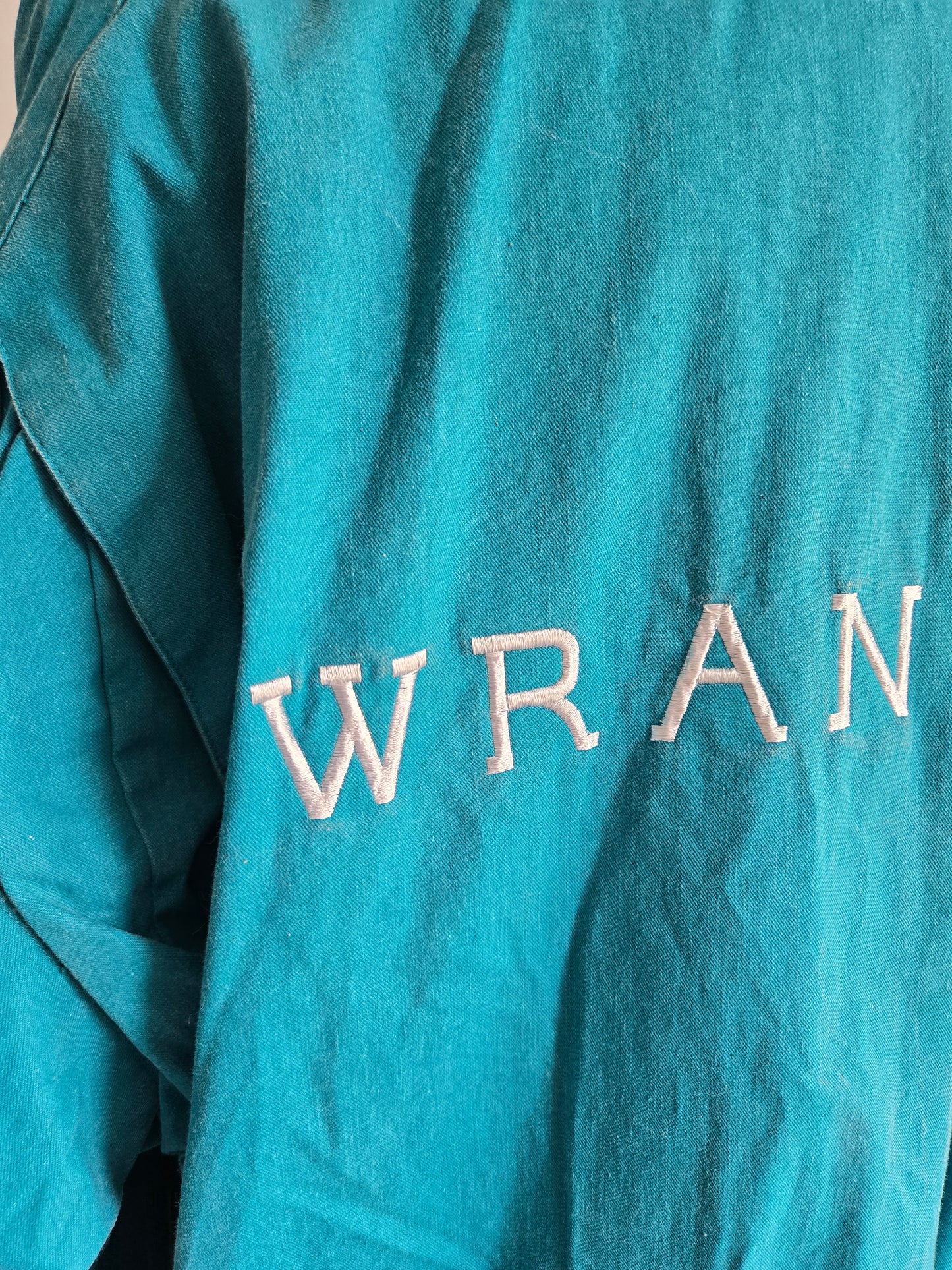 Rare Vintage Wrangler Brushpopper Turquoise Blue Bomber Jacket - M/L/XL