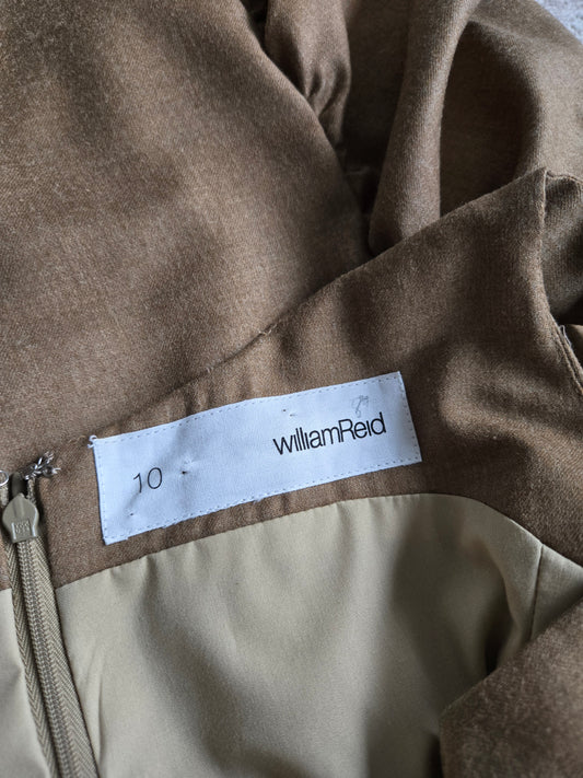 William Reid Brown Wool Fitted Dress - Size 10