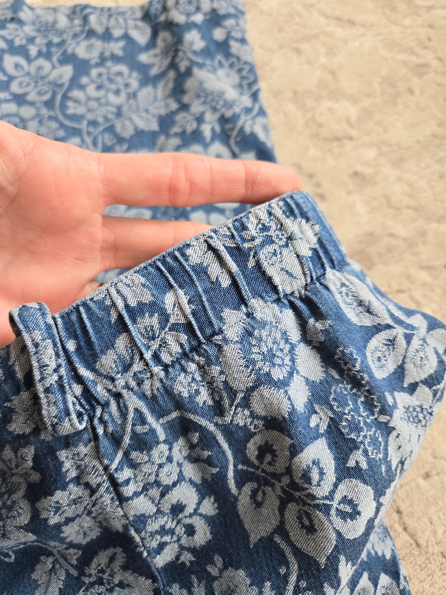 Vintage Orvis Denim Floral Jacquard Skirt - W34-37"