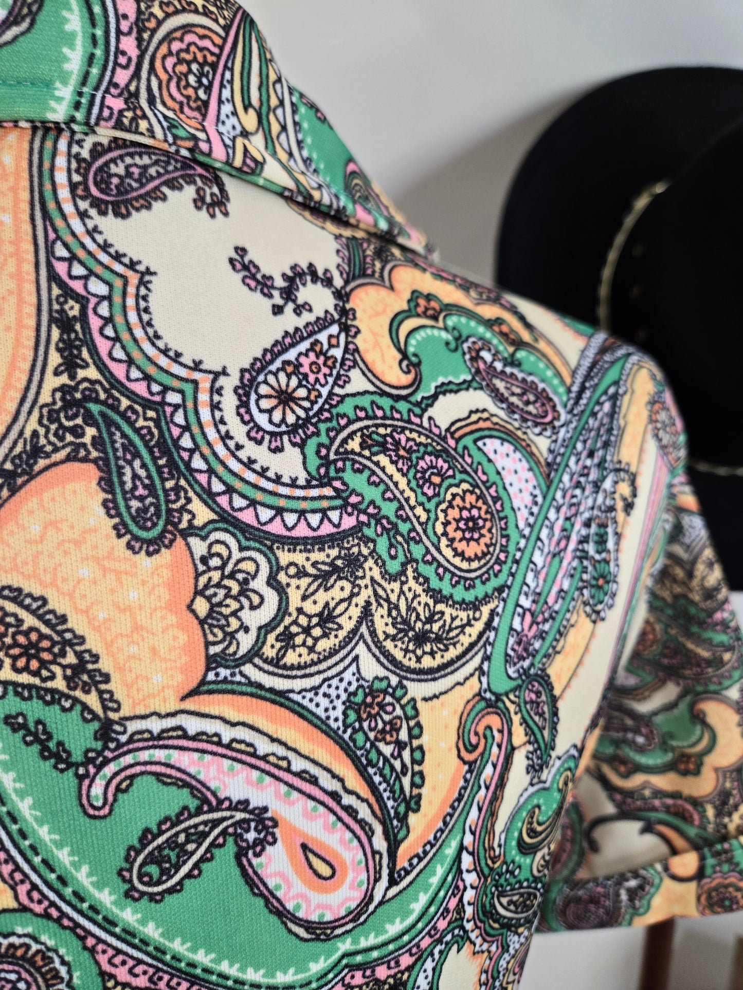Vintage 70s Paisley Print Mini Dress - large