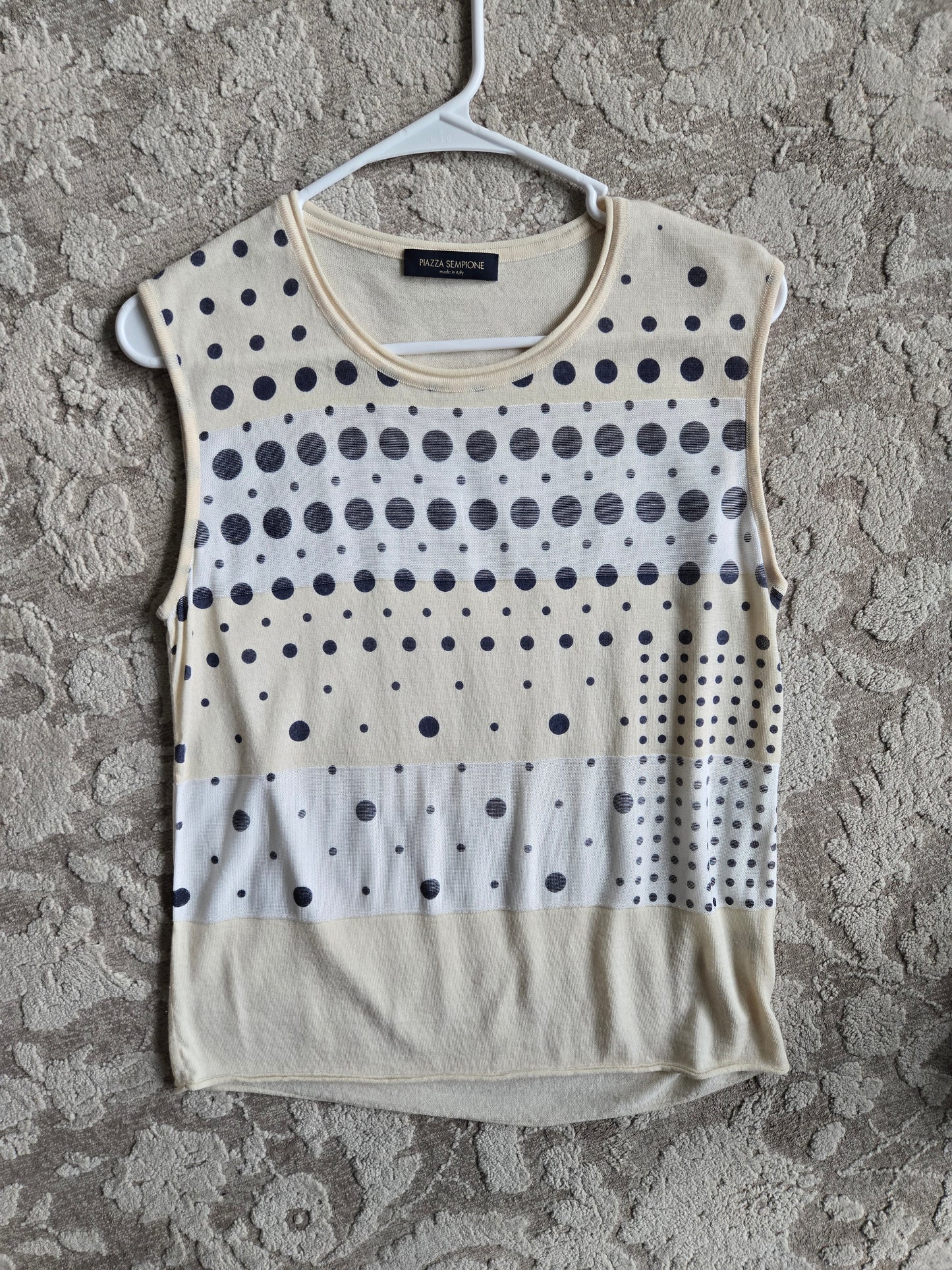 Piazza Sempione Silk/Cotton Geometric Print Sleeveless Top -