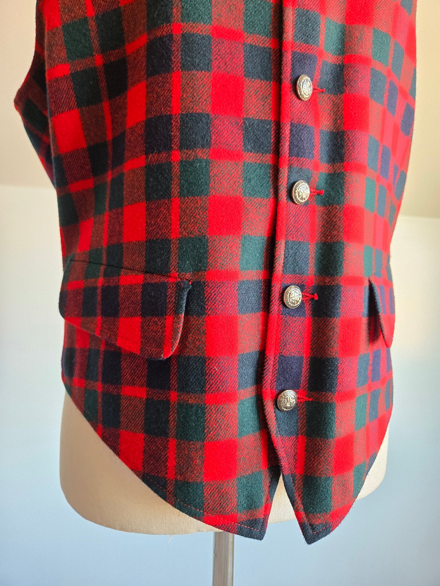 Pendleton Vintage Red Plaid Virgin Wool Vest - M/L