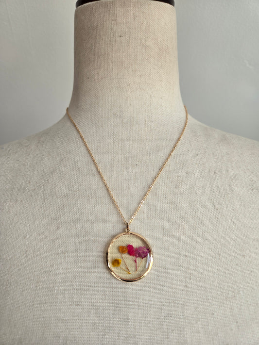 Pressed Flowers Pendant Necklace