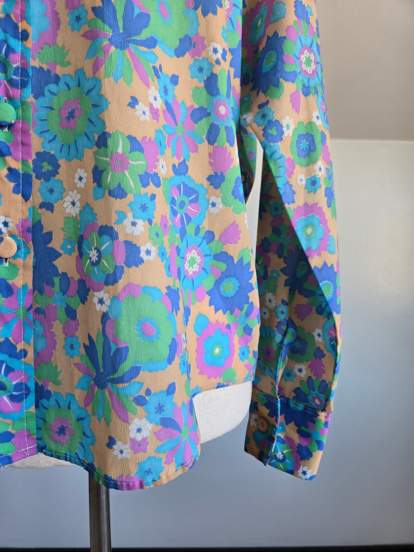 Talia Vintage 70s Floral Daggr Collar Top - M/L