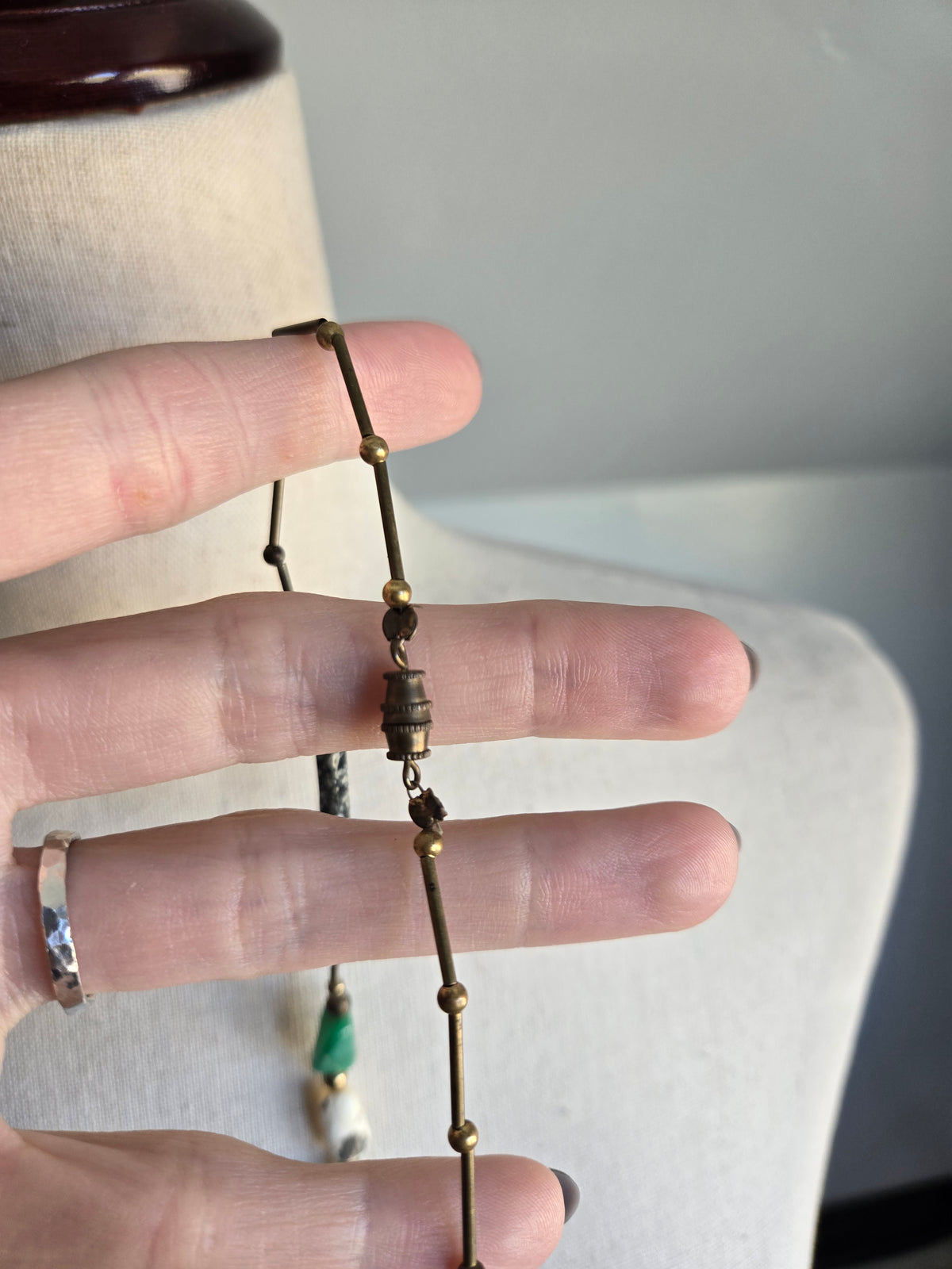 Brass Long Bead Dainty Necklace