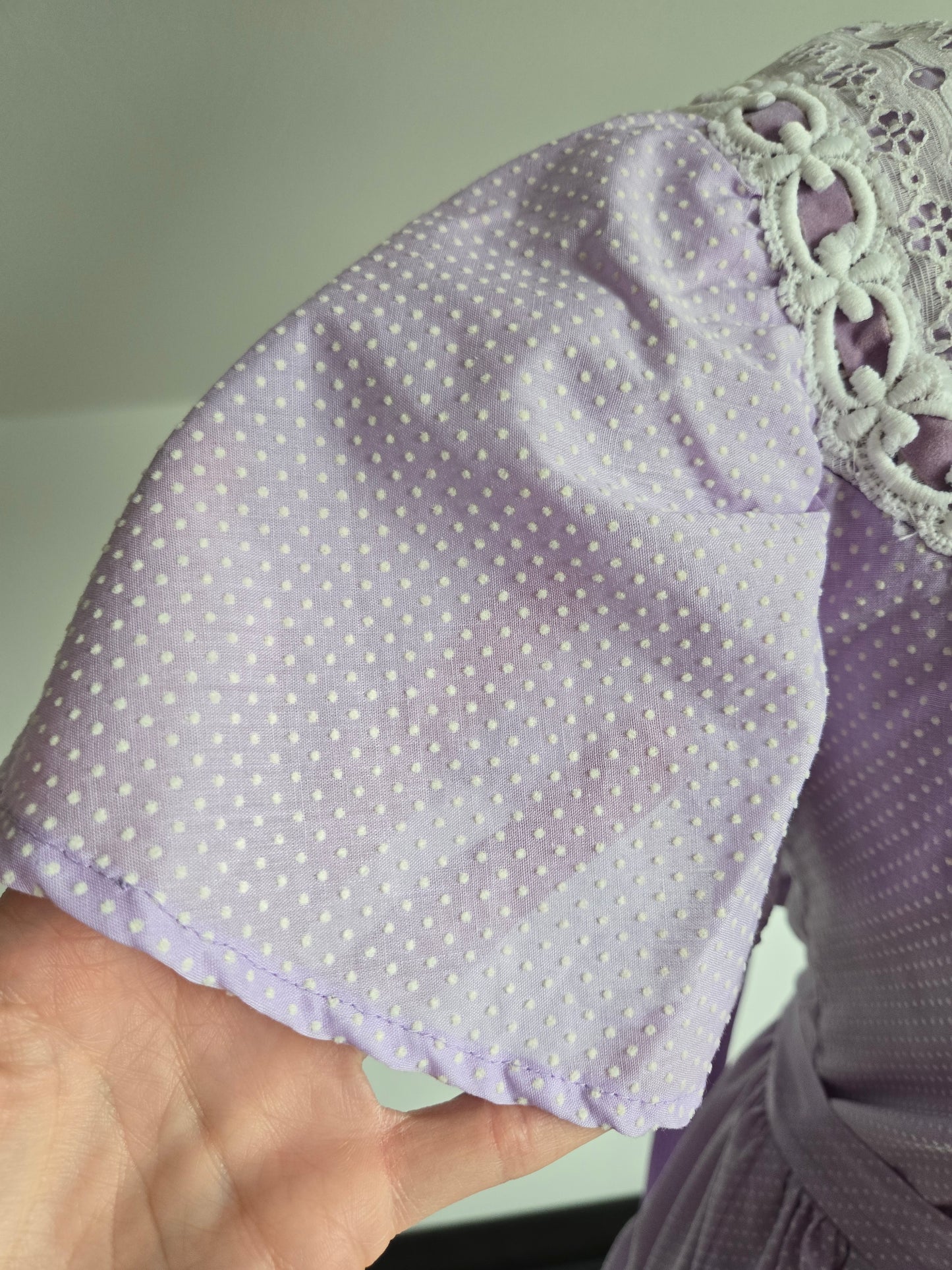 True Vintage 1950s Western Swing Dancing Dress Lavender and White - S/M