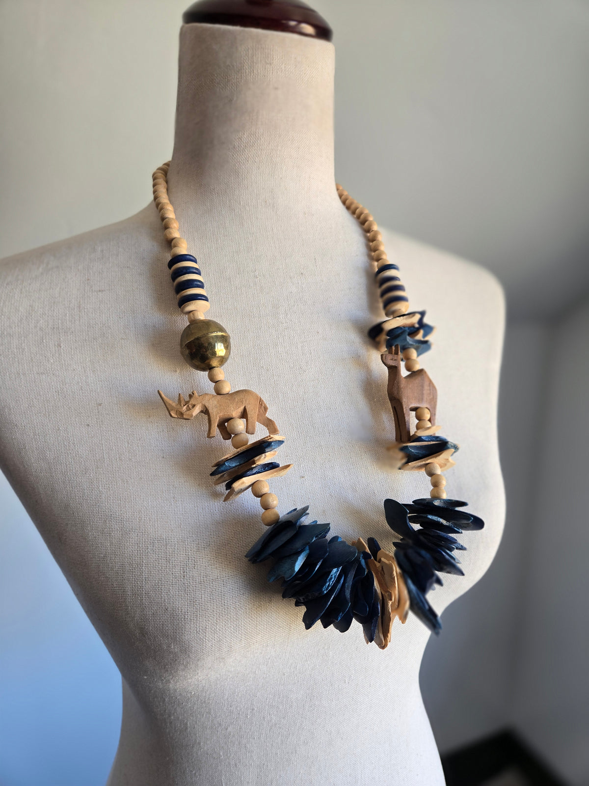 Safari Babe Wood Necklace - Blue