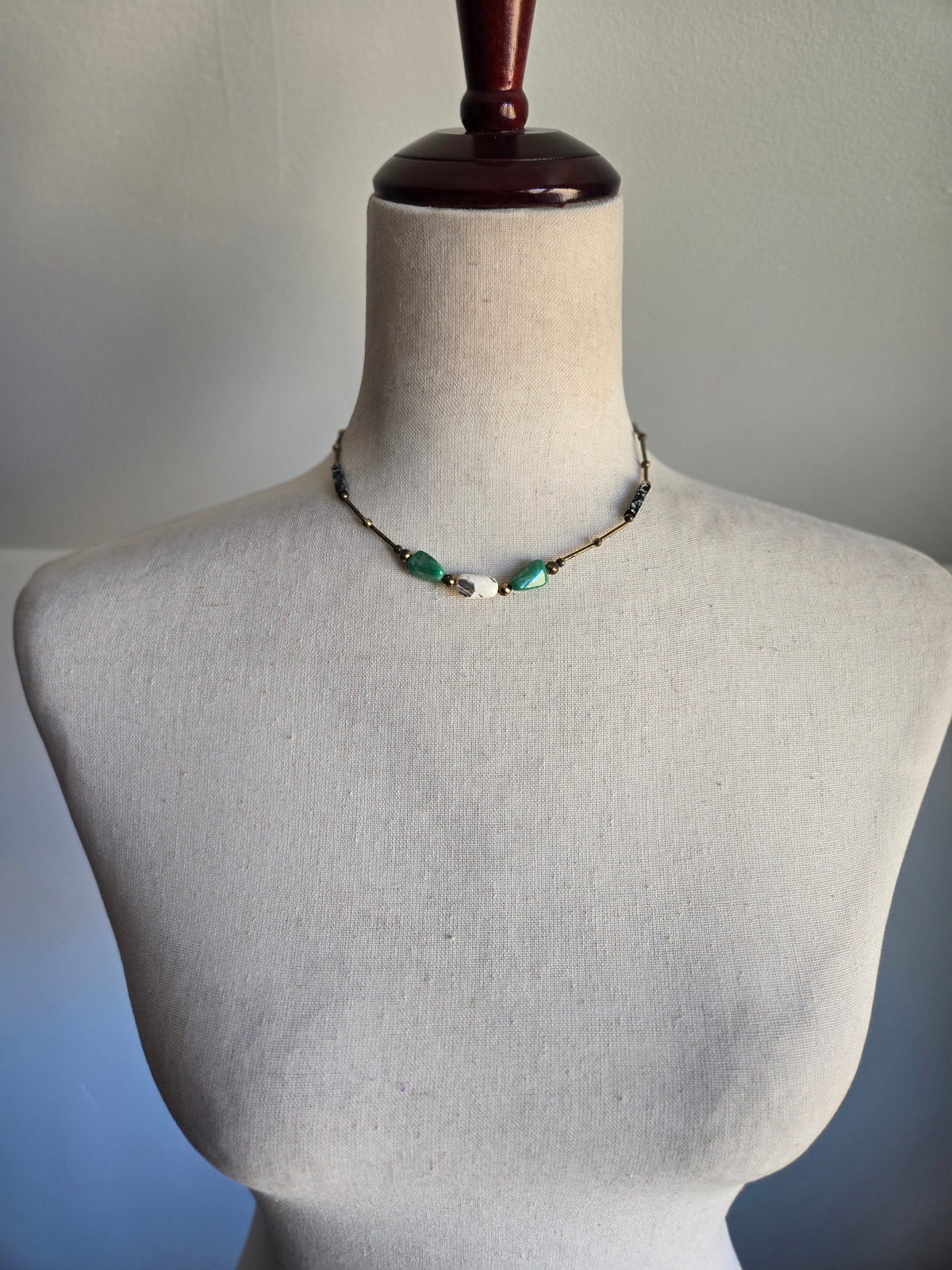 Brass Long Bead Dainty Necklace