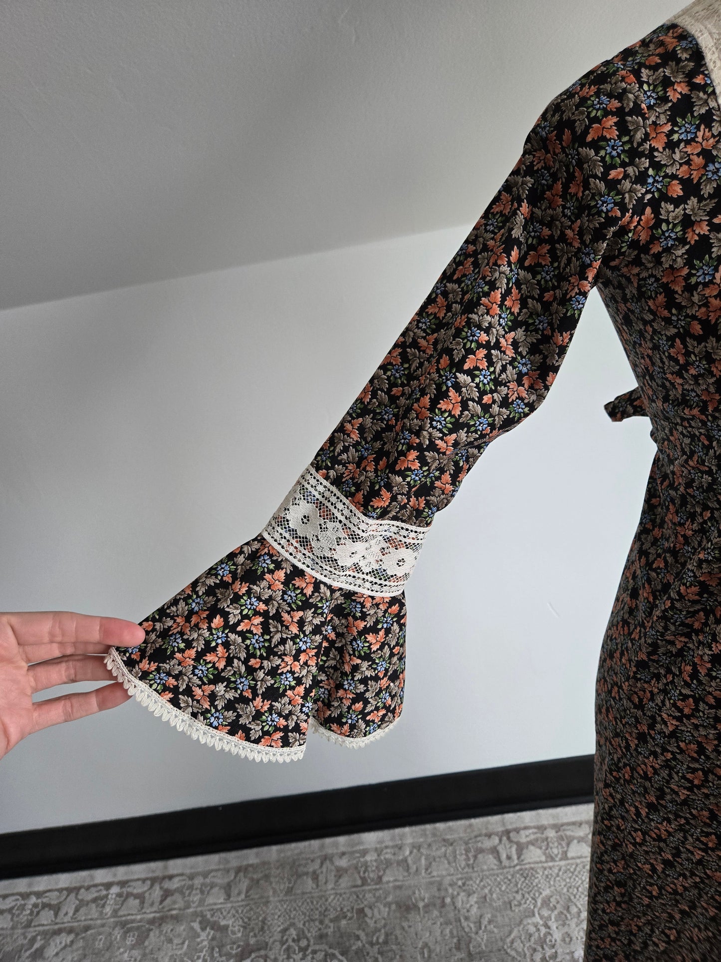 Wendy Bird Vintage 1960s Prairie Dress With Lace Bib - XS/S