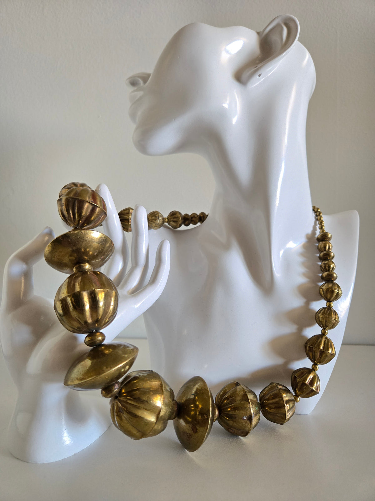 Chunky Brass Orb Statement Necklace