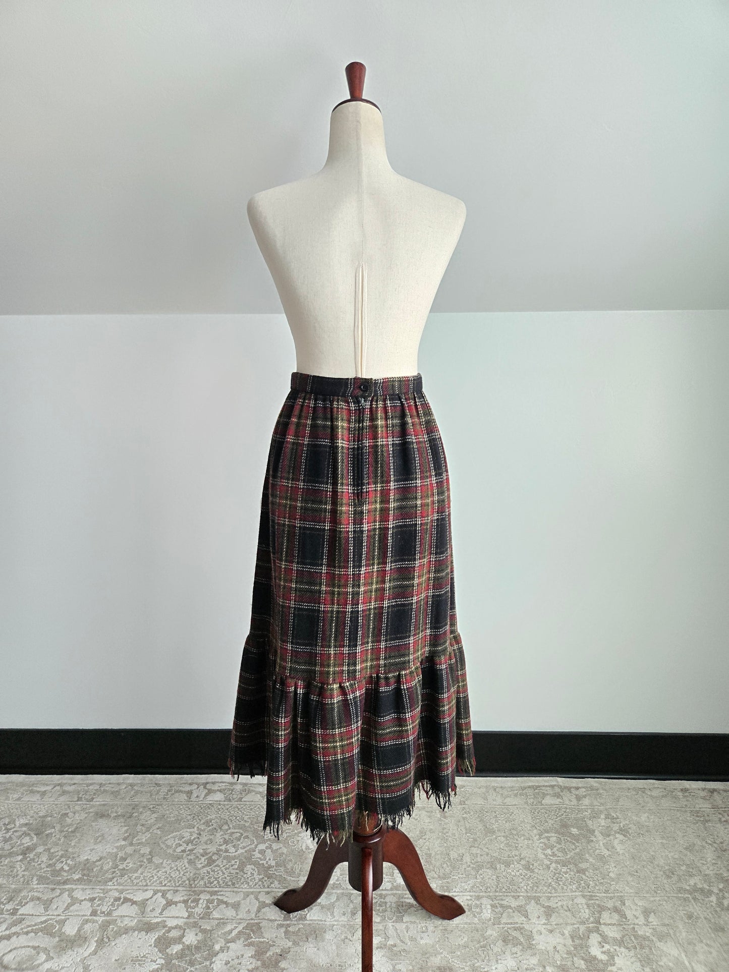 Dana Point California Vintage 80s Wool Plaid Blanket Skirt - W28"
