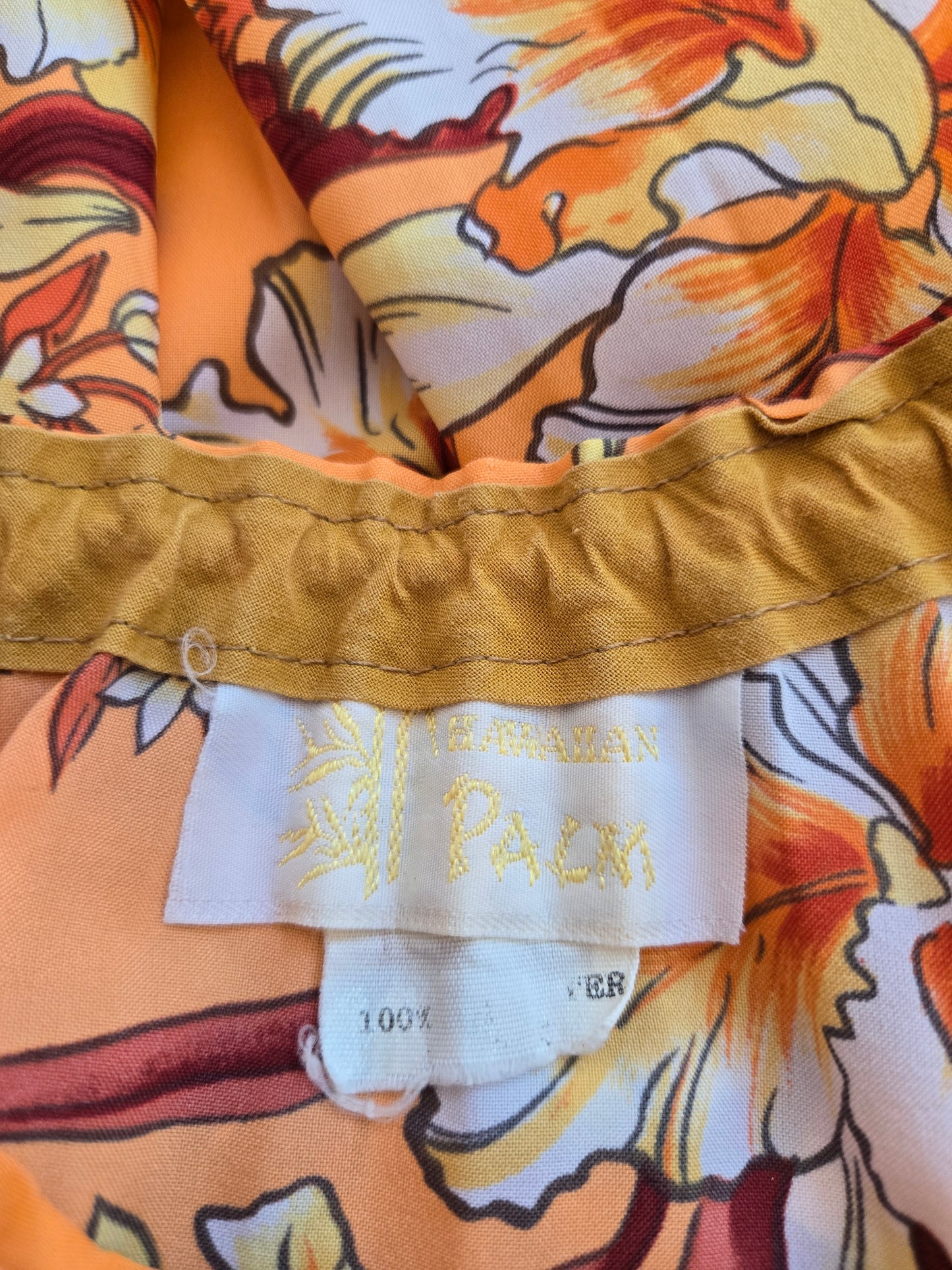 Vintage Hawaiian Palm Short Caftan - OS