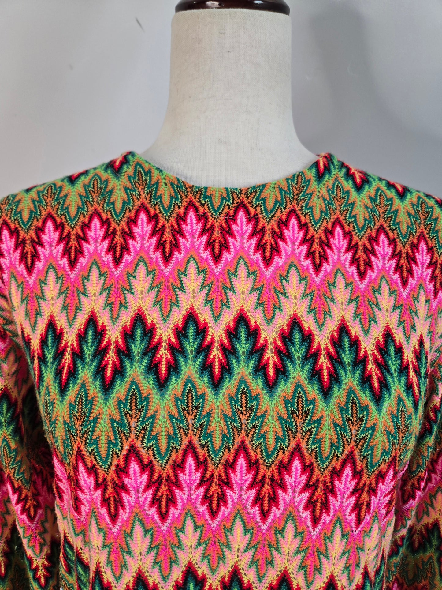 Miss Holly Vintage 70s Crochet Zig Zag Top Made in Japan - medium