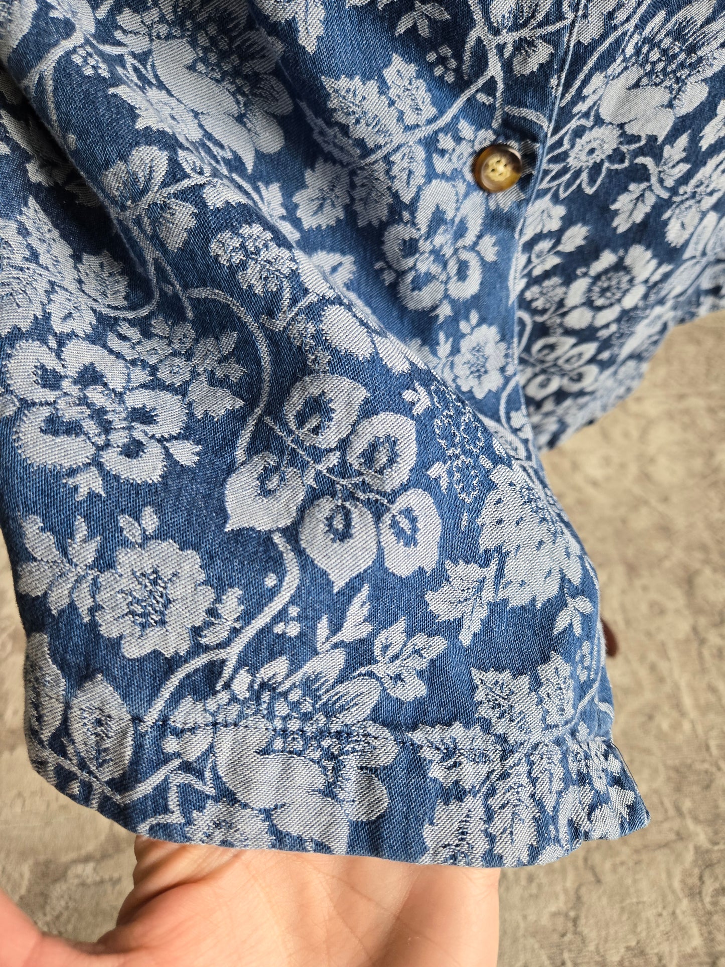 Vintage Orvis Denim Floral Jacquard Skirt - W34-37"