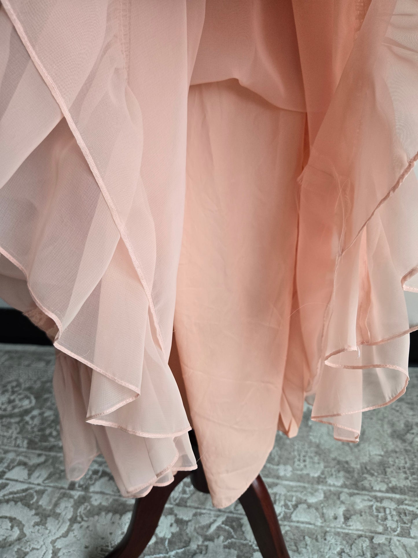 Peachy Pink 1970s Vintage Edwardian Style Dress - small