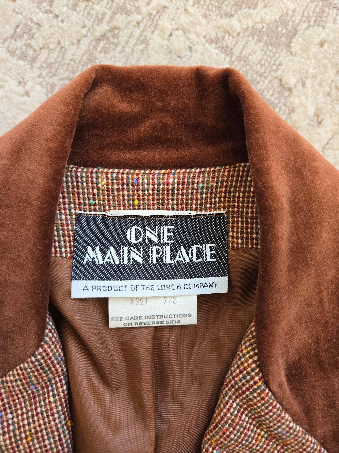 One Main Place Vintage 70s Brown Tweed Blazer - XS/S