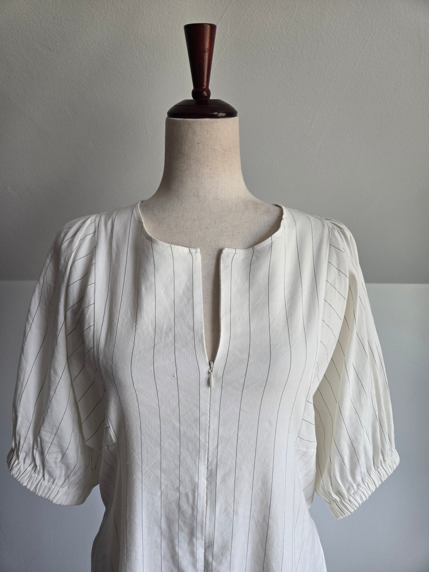 Elaine Kim NWT Linen Blend Pinstripe Dress - Large