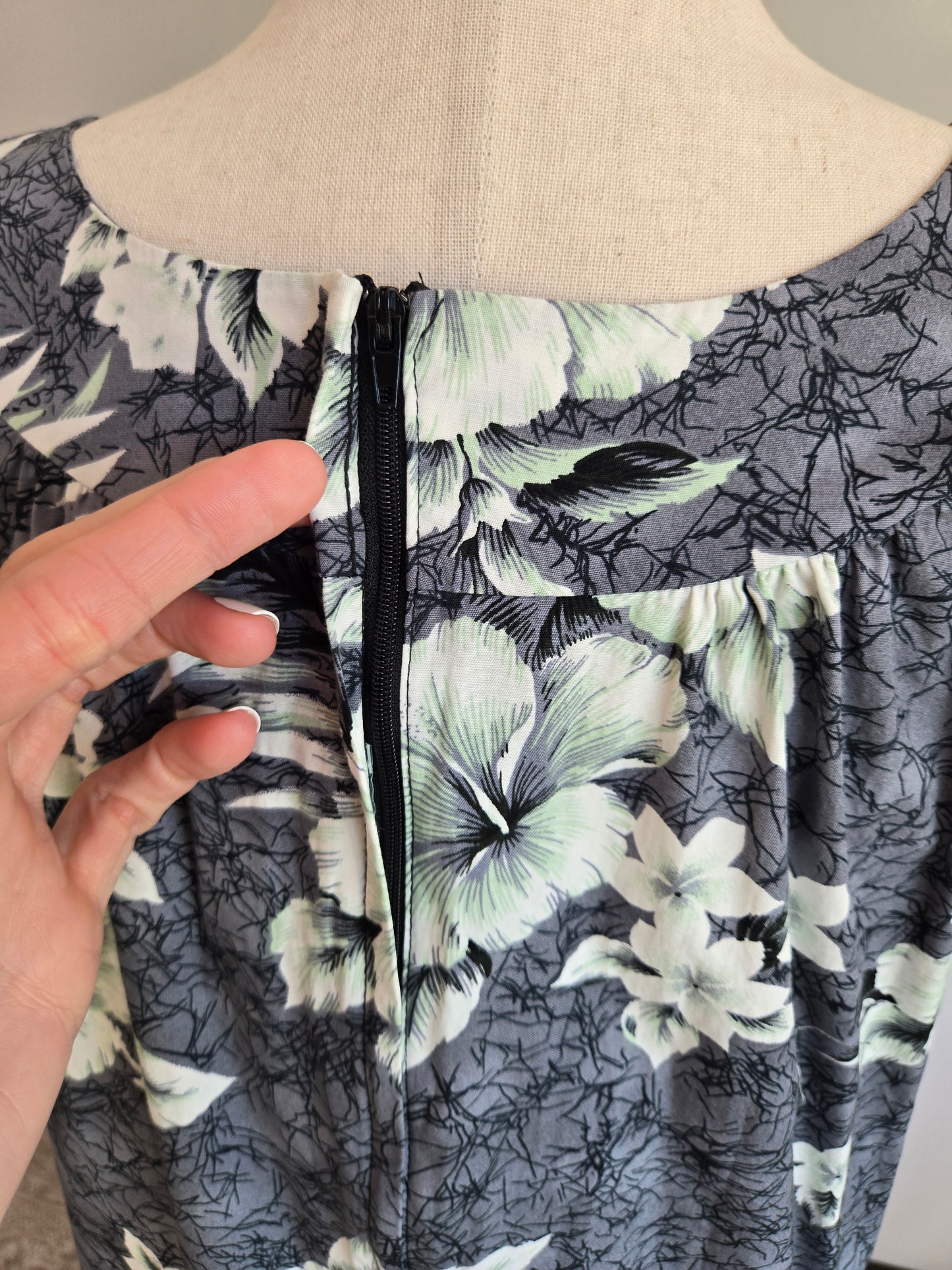 Two Palms Vintage Cotton Black Hawaiian Muumuu - large