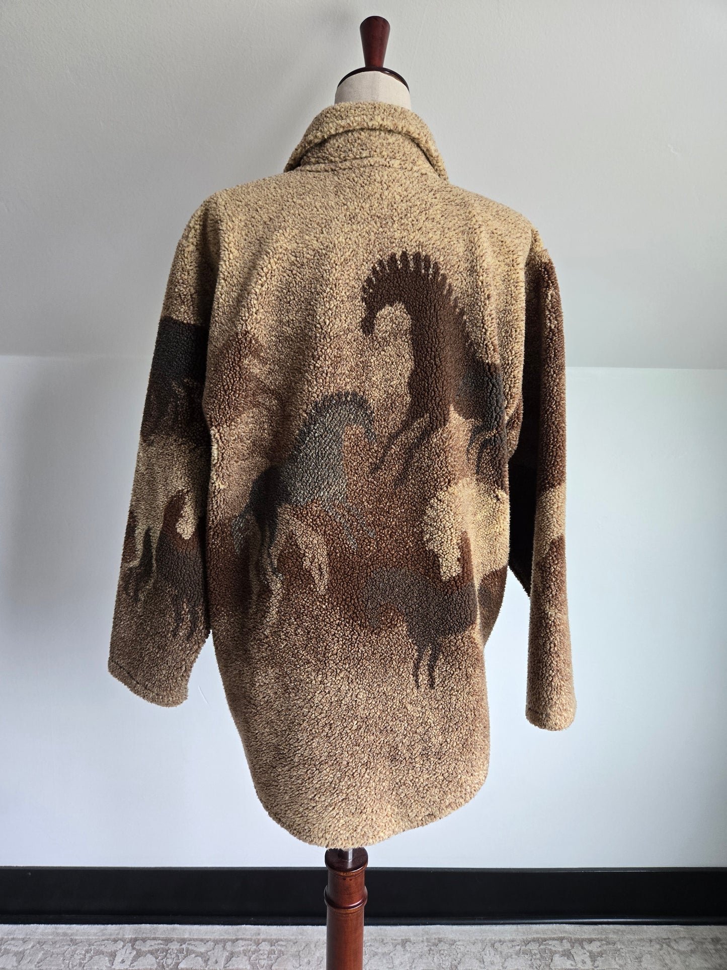 County Clothing Co Vintage 90s Horse Fleece Shacket - Medium