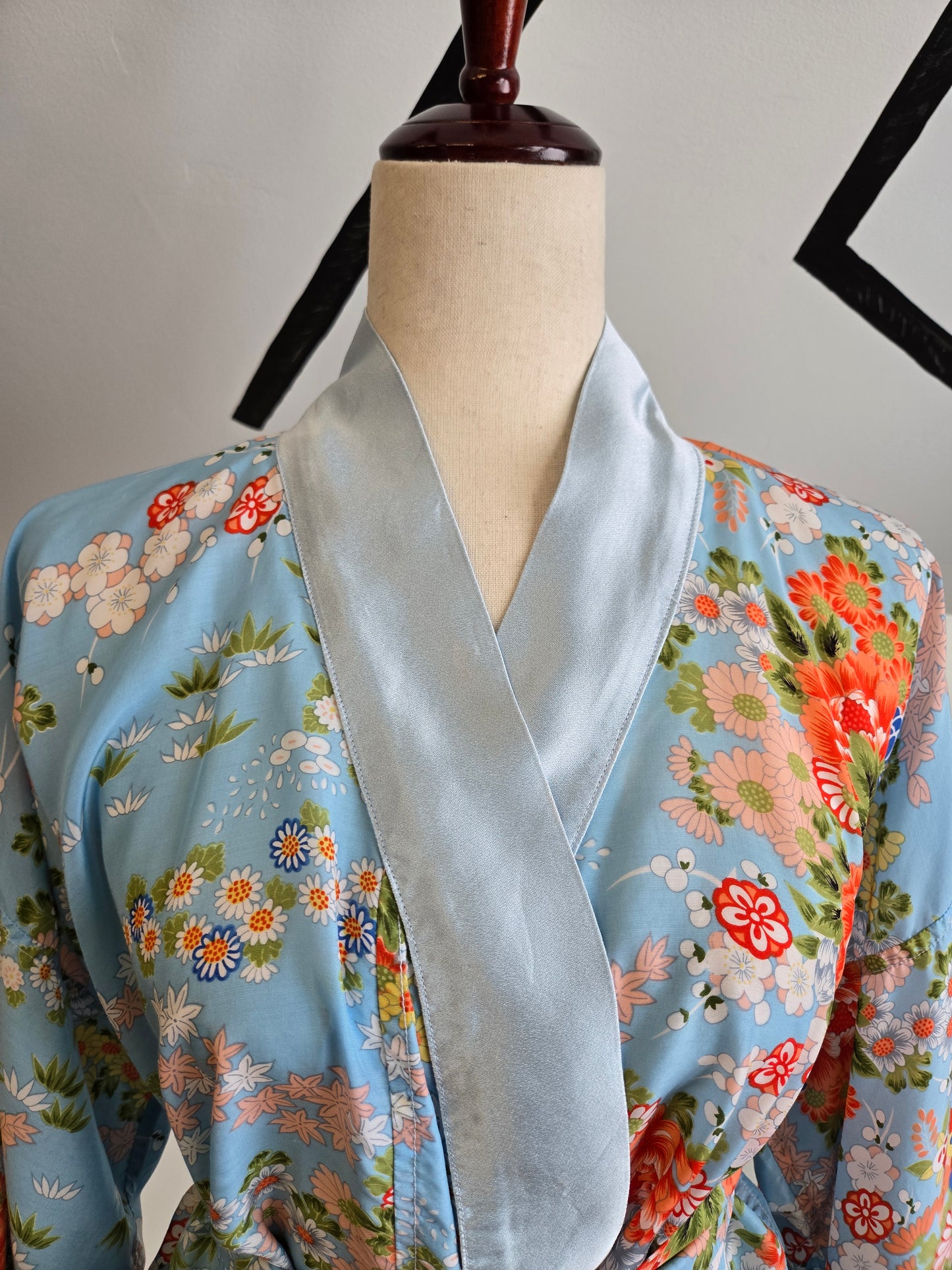 Authentic Blue Kimono Top with Belt - OS