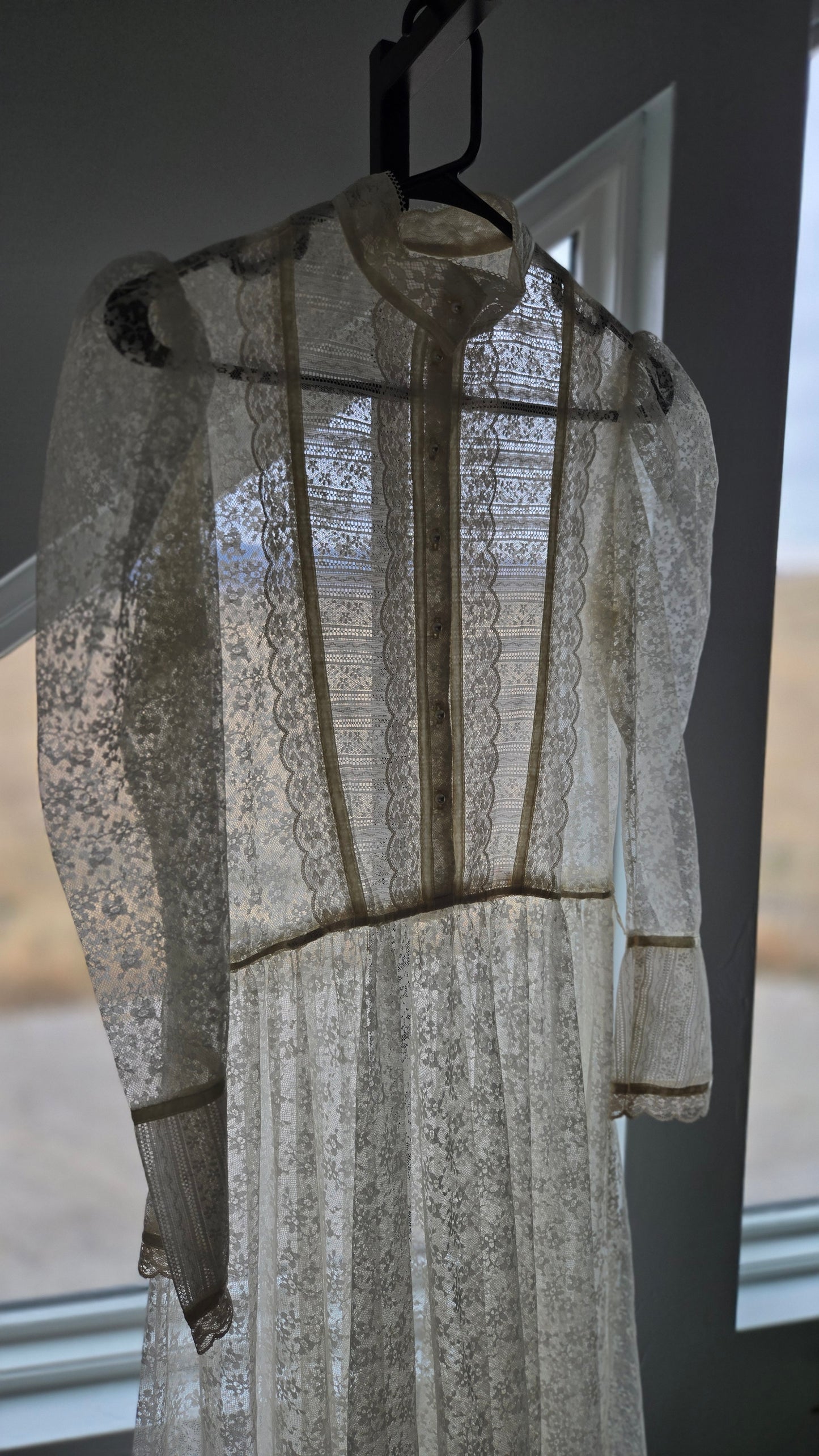 Gunne Sax Vintage Fully Shear Lace Dress - Medium