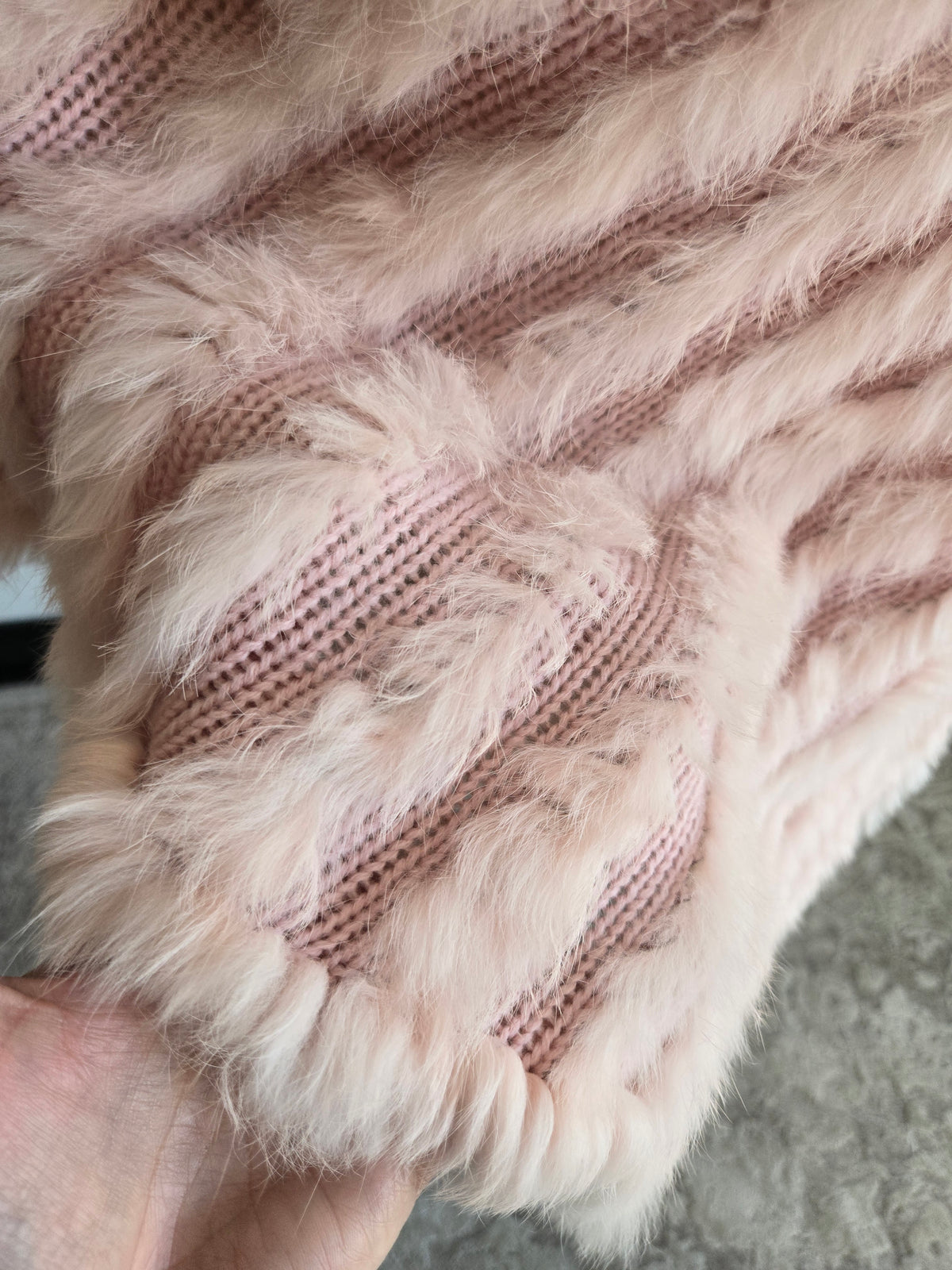 Y2K Mariposa Pink Rabbit Fur Poncho - OS