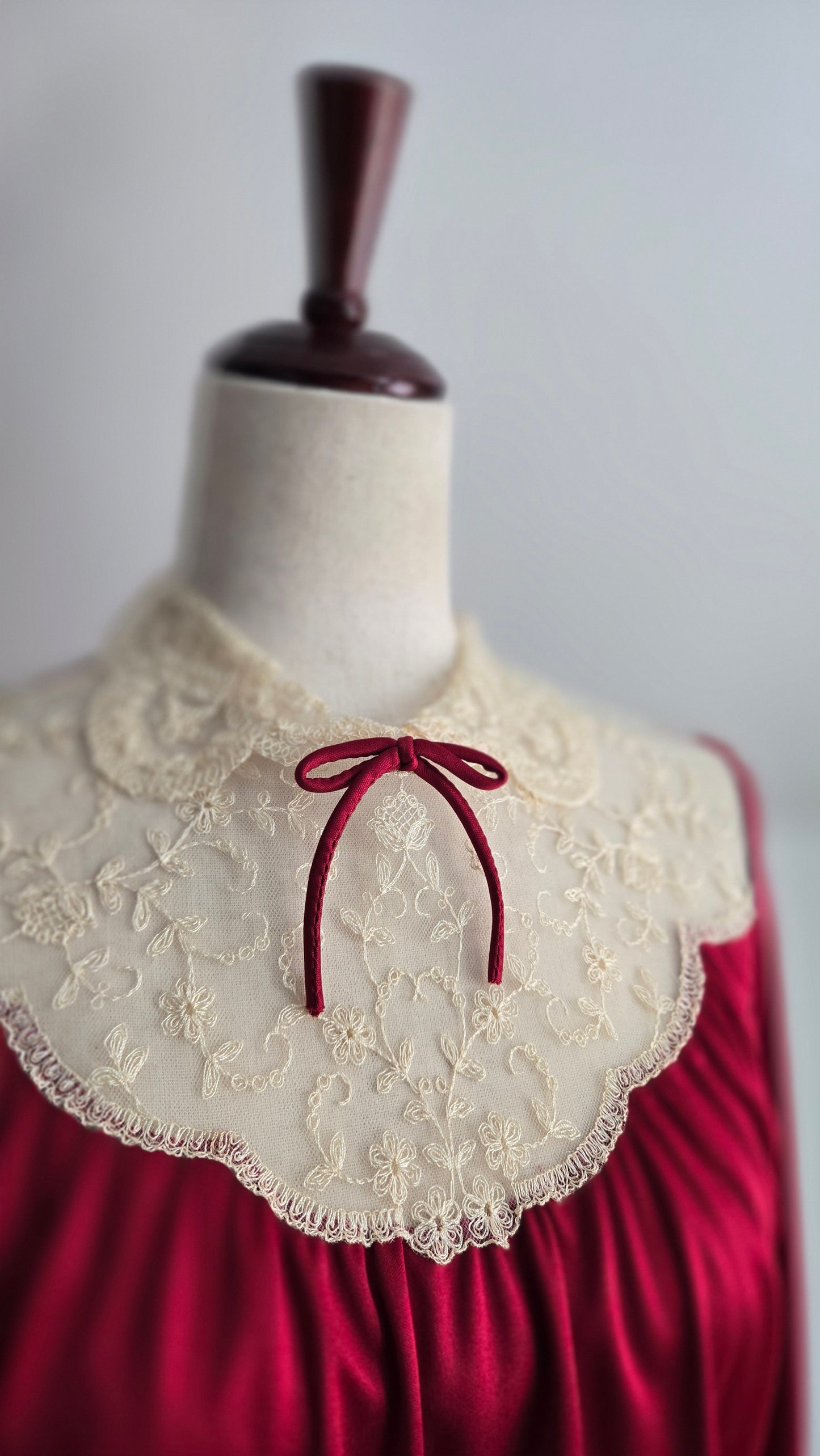 Vintage 1970s Red Slinky Maxi Dress with Shear Lace - Medium