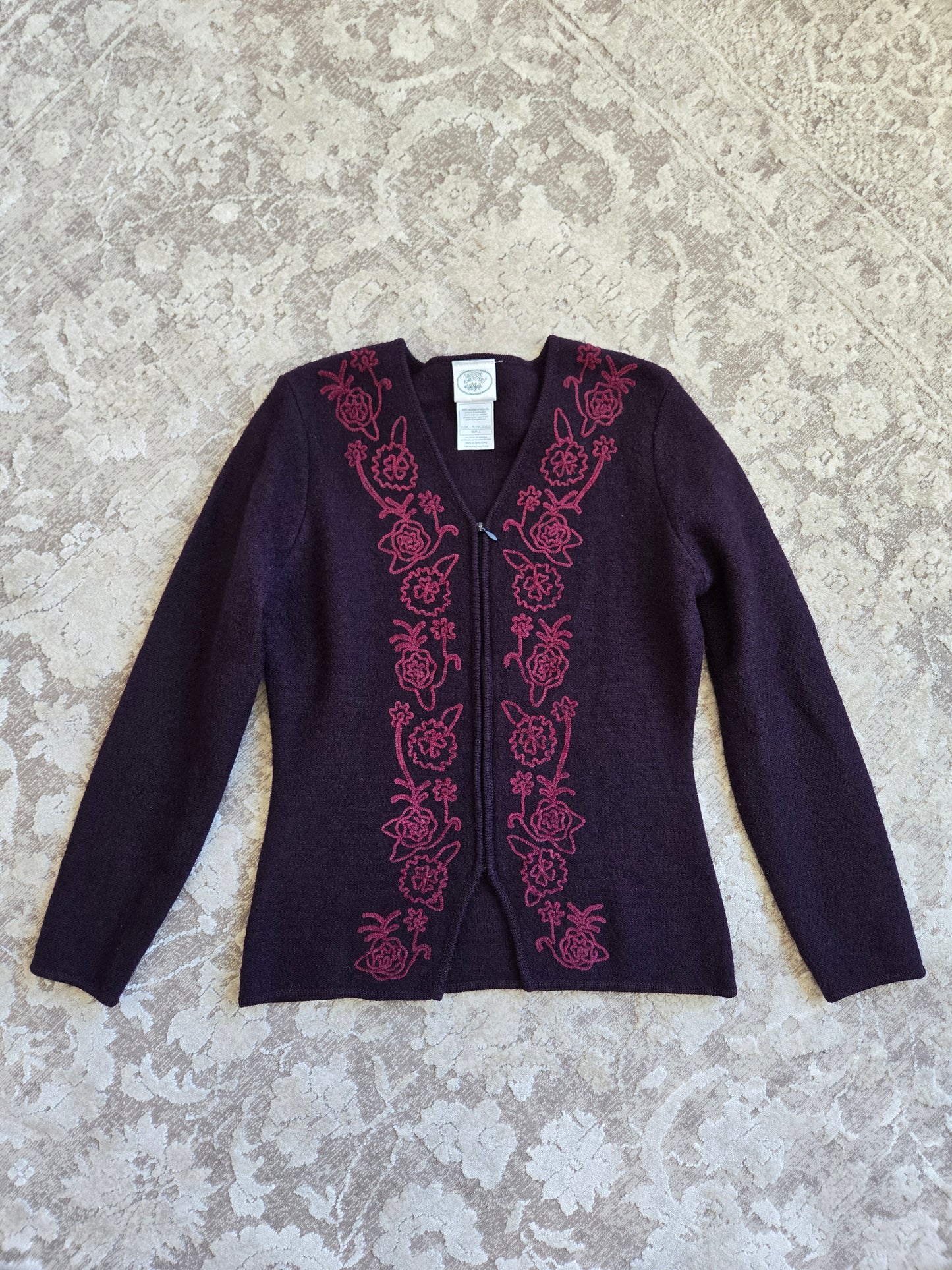 Vintage Laura Ashley 100% Boiled Wool Deep Purple Jacket - small