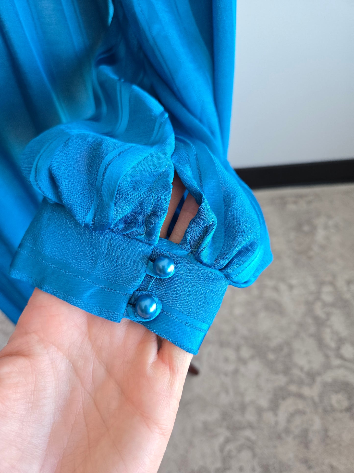 Miss Oops California Vintage 80s Blue Stripe Dress - small