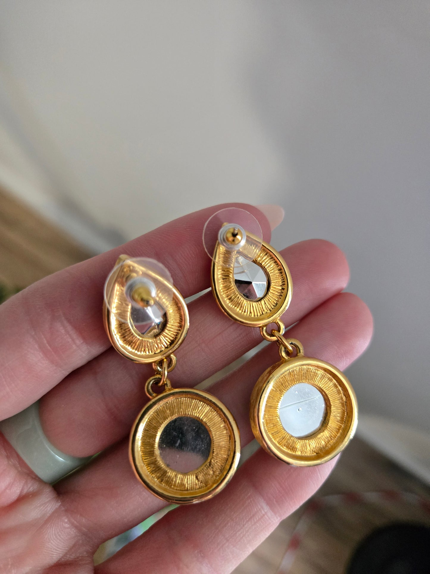 Chunky Gem Vintage Dangle Earrings - Post Back