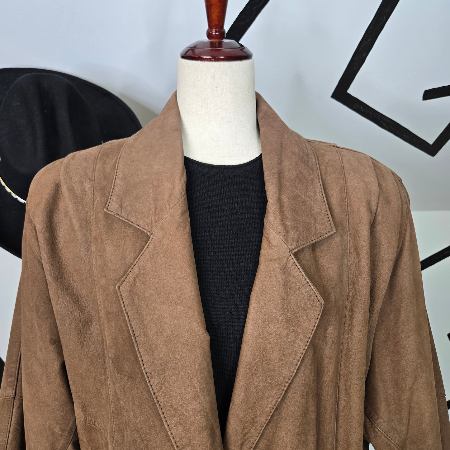 G-III Vintage Leather Suede Trench Coat with Western Liner - large