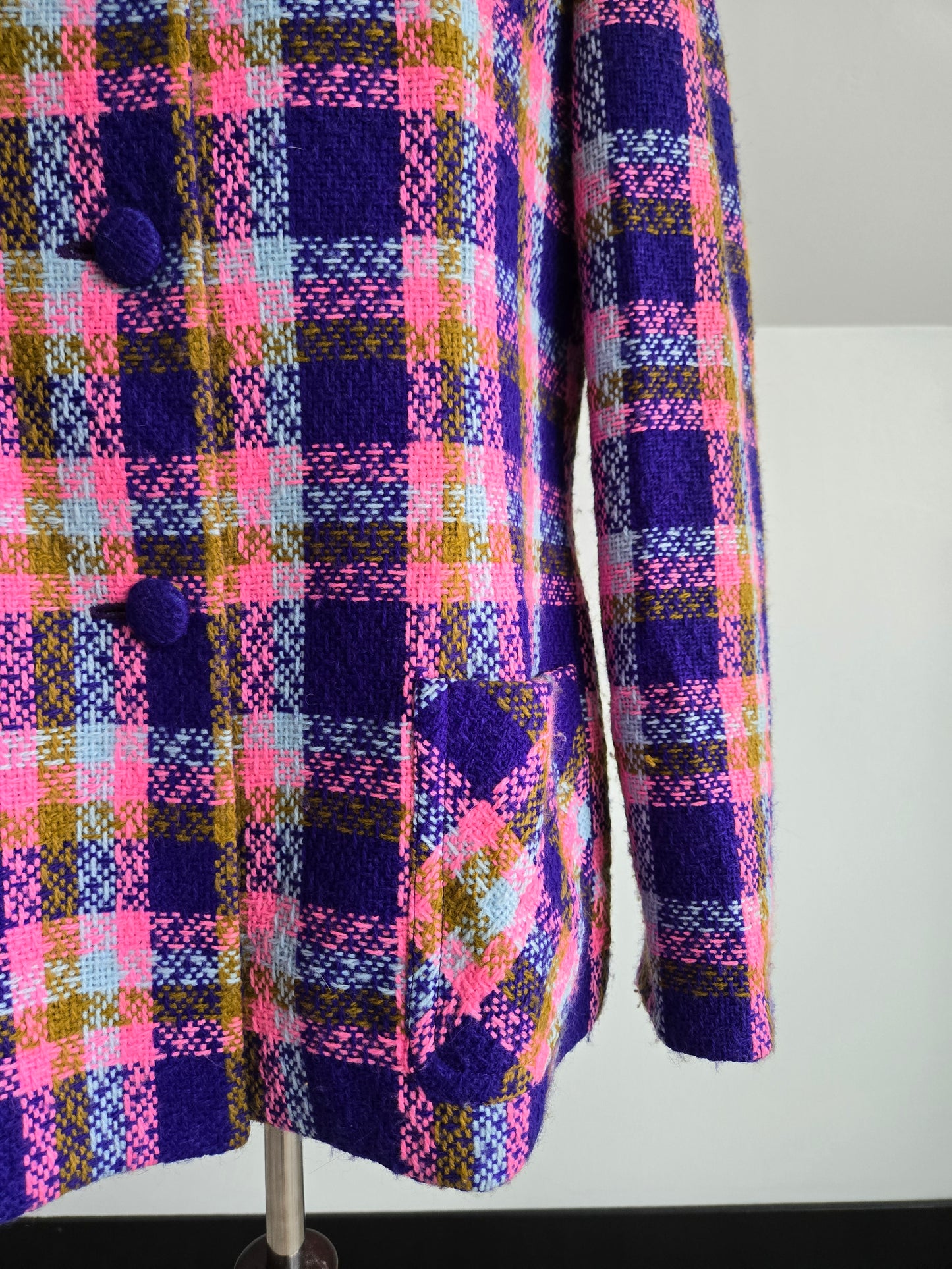 Vintage 70s Colorful Plaid Blazer/Jacket - medium/large