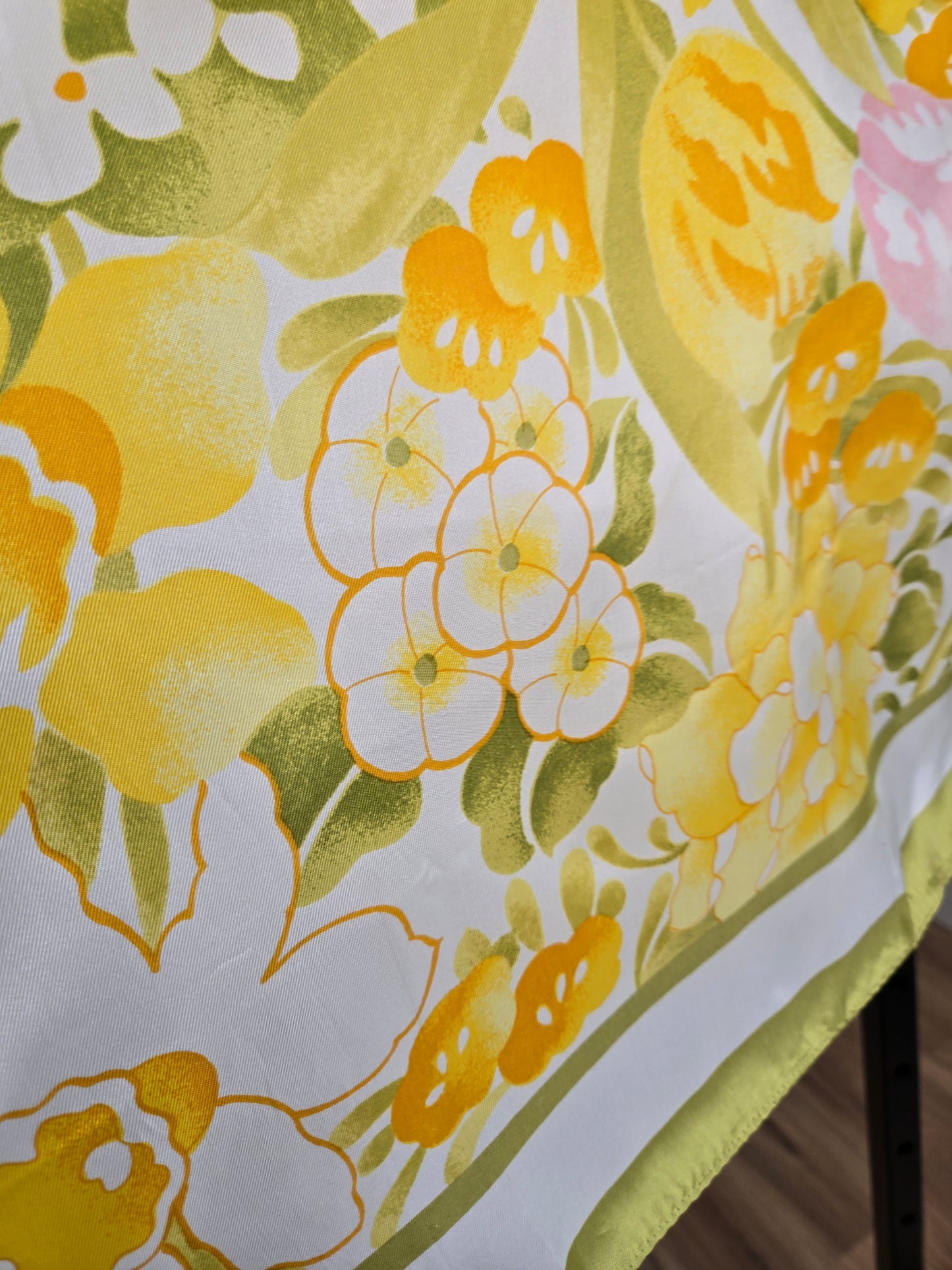 Vintage Avon Bright Yellow Floral Scarf Artist Signed
